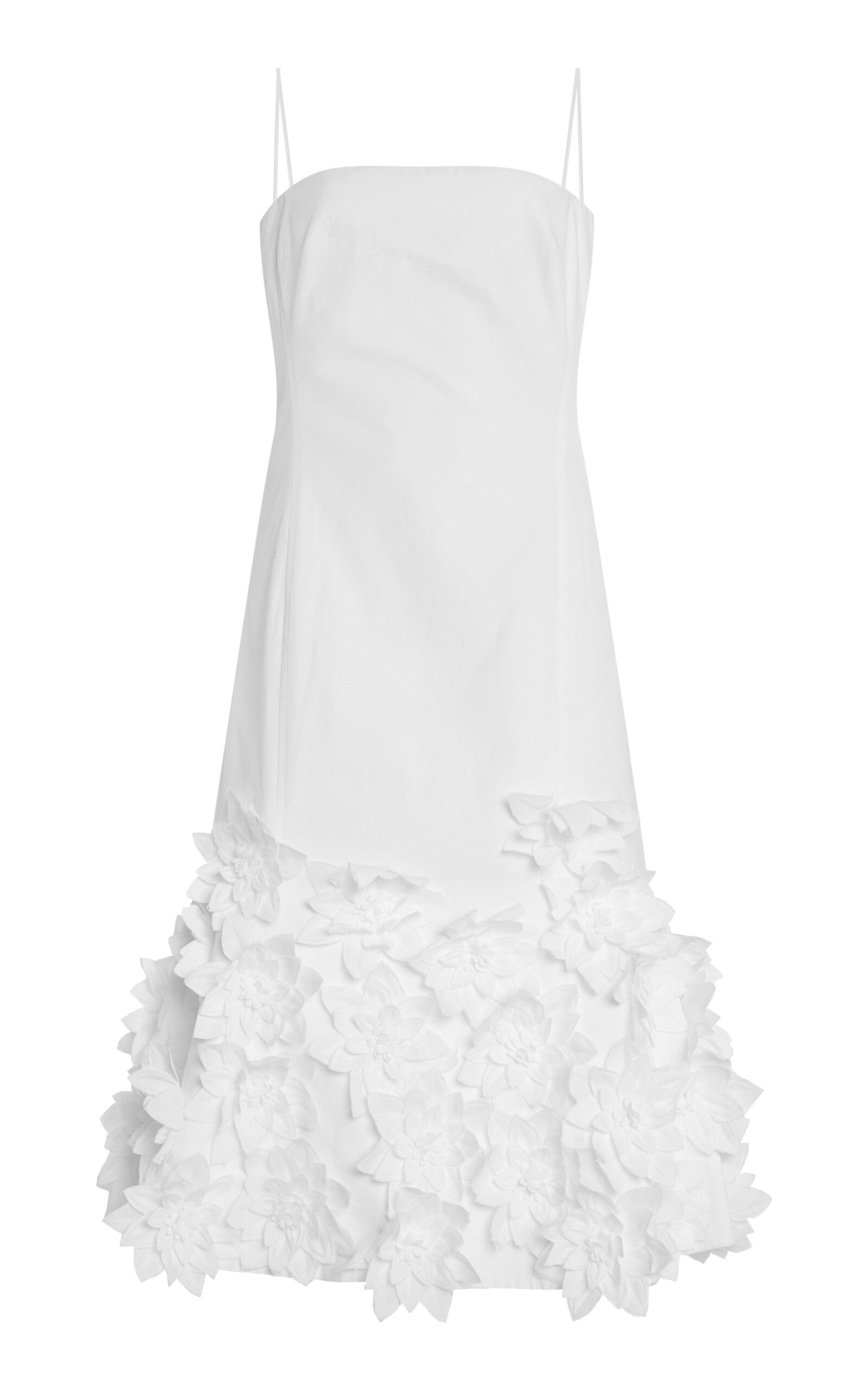SIMKHAI Bella Floral-Appliquéd Cotton Poplin Midi Dress - White
