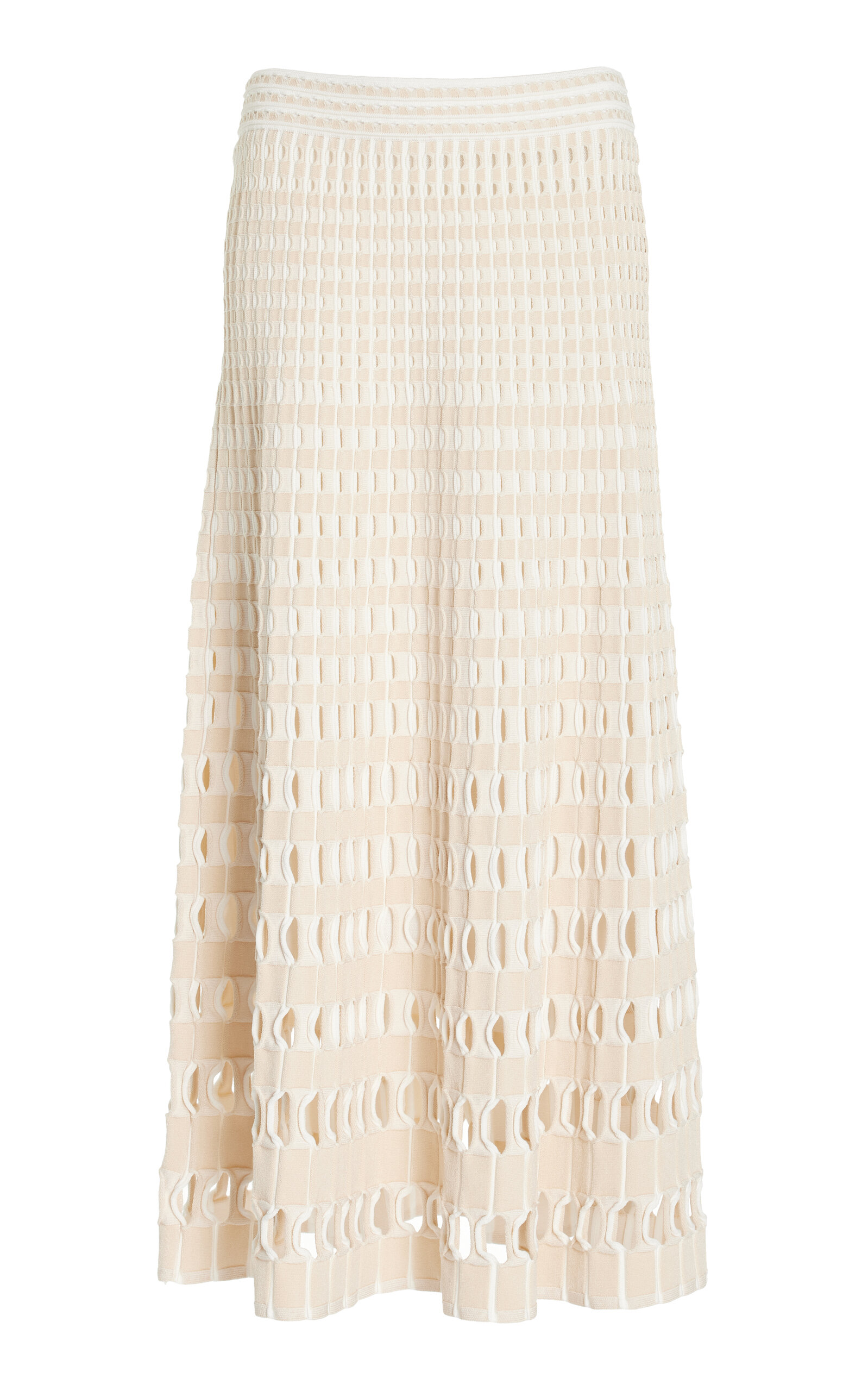 SIMKHAI Larken Gingham-Knit Midi Skirt - Off-White - XS