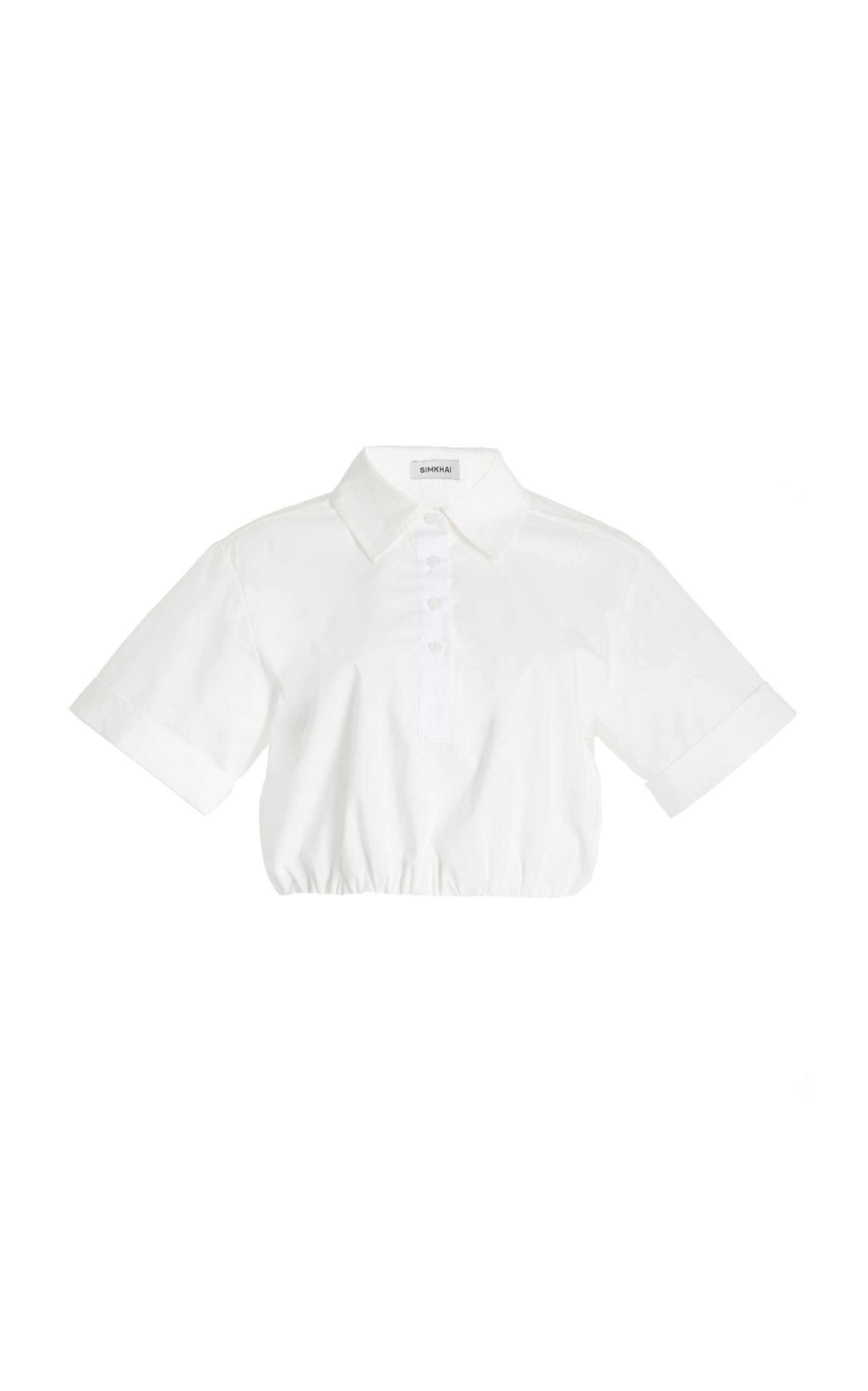 Simkhai Nicky Cropped Cotton Poplin Shirt In White