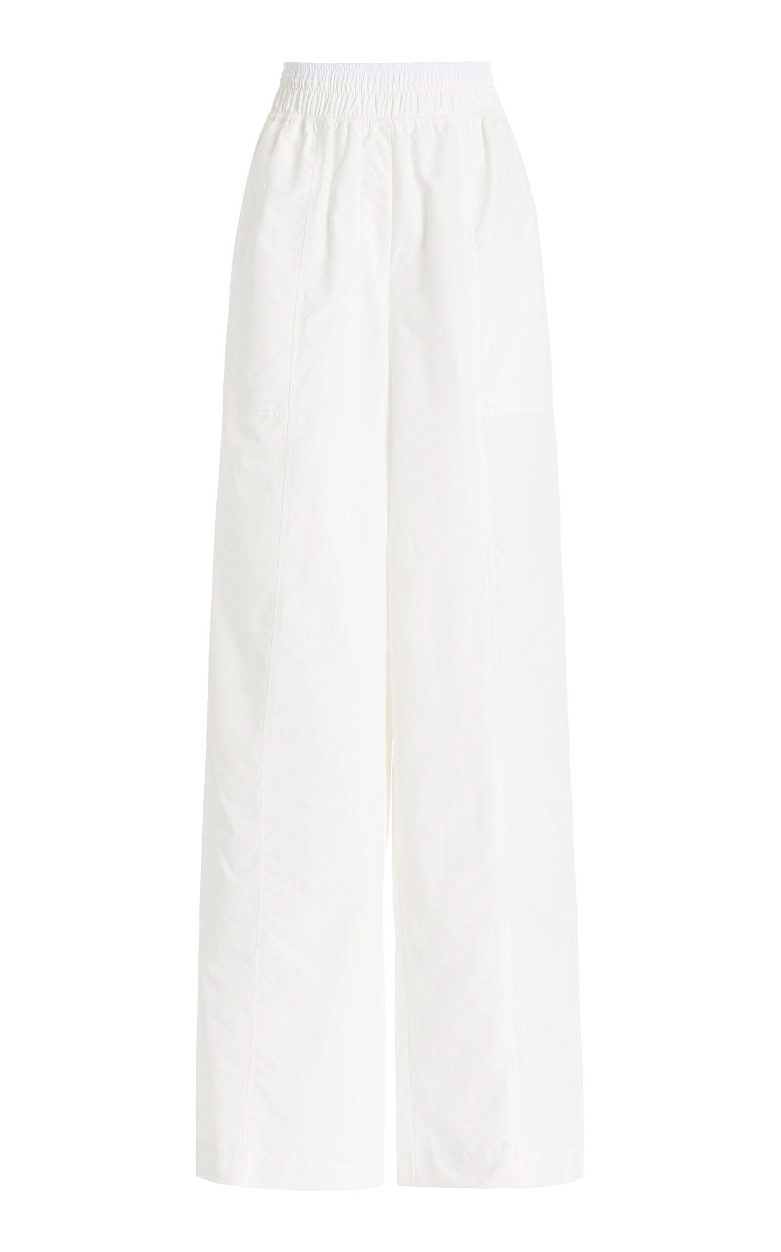 SIMKHAI Olly Double-Waist Cotton Faille Wide-Leg Pants - White - XS