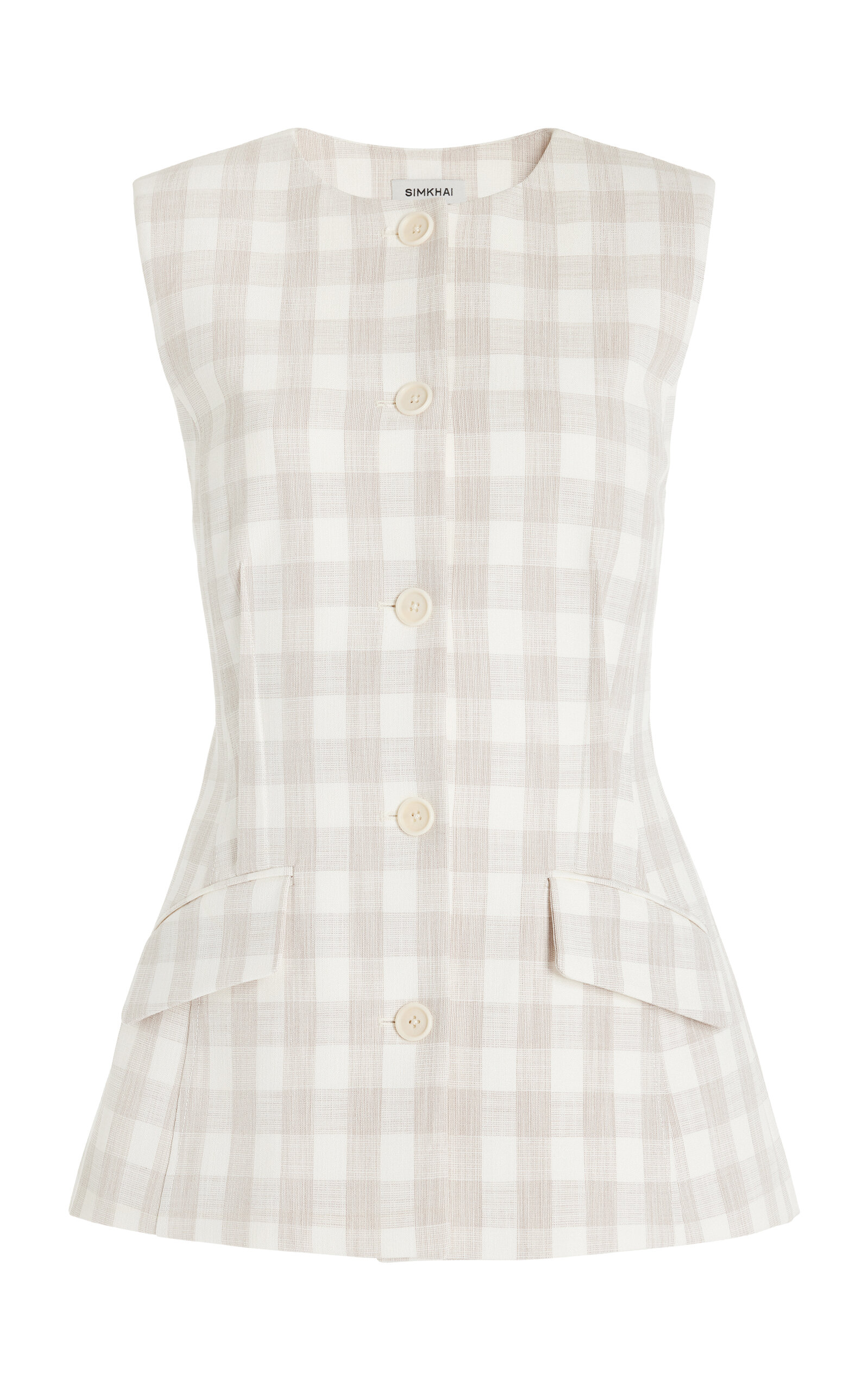 Simkhai Calliope Gingaham Vest In Off-white