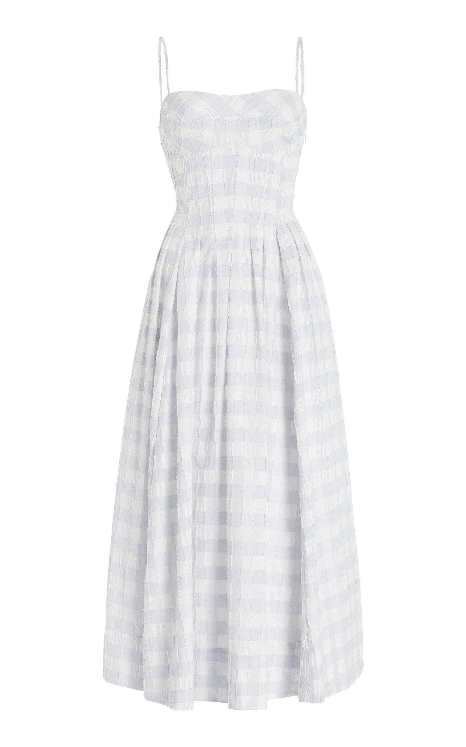 SIMKHAI Kittiya Gingham Cotton-Fil Coupe Midi Dress - Blue
