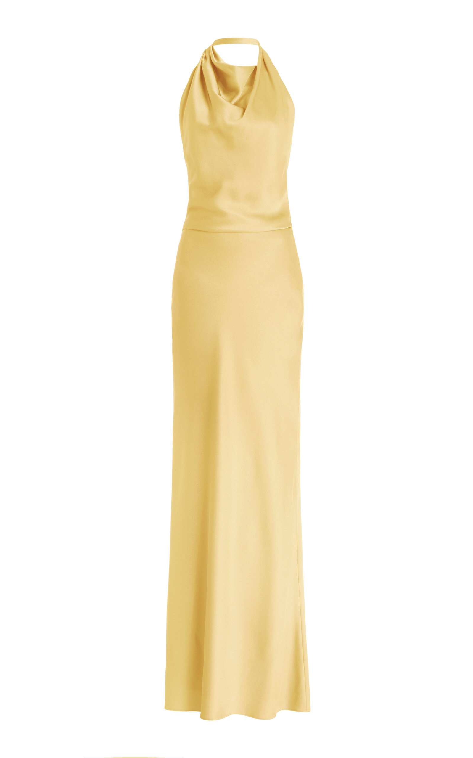 Simkhai Reannon Draped Satin Gown In Yellow