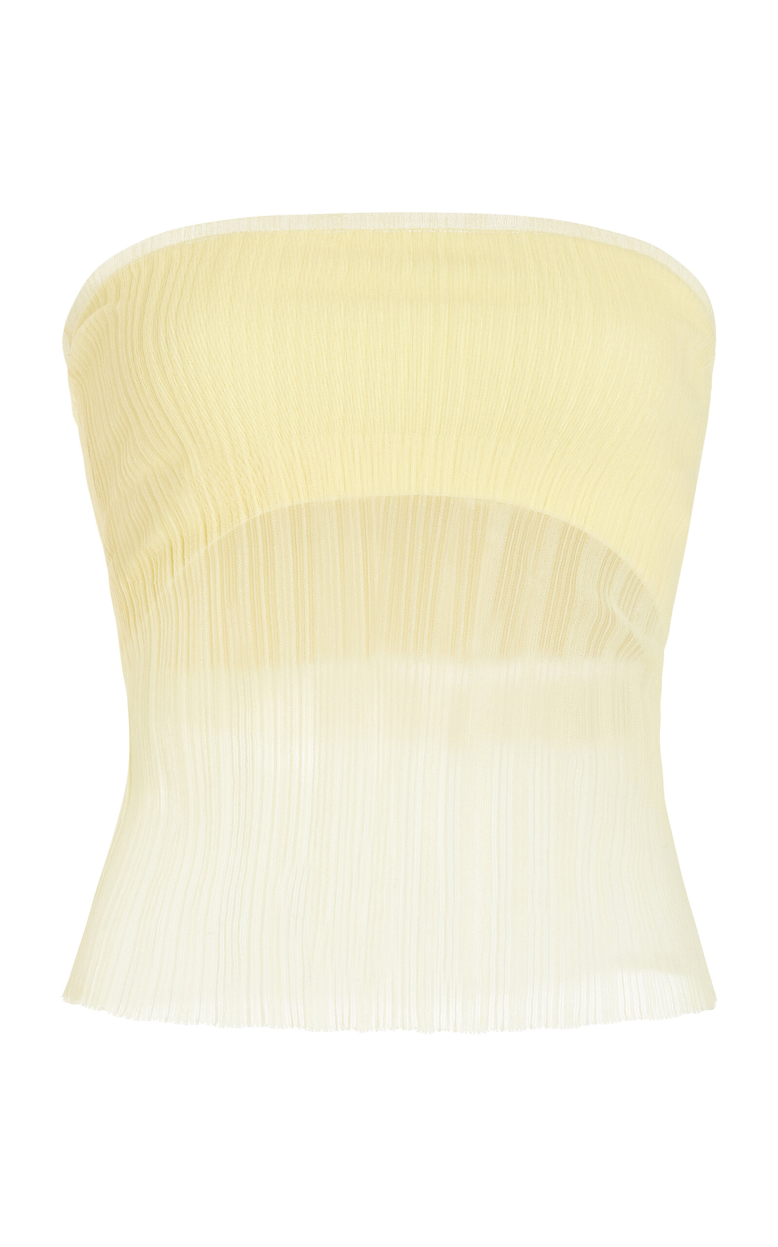 SIMKHAI Emberly Sheer Plissé Strapless Top - Yellow