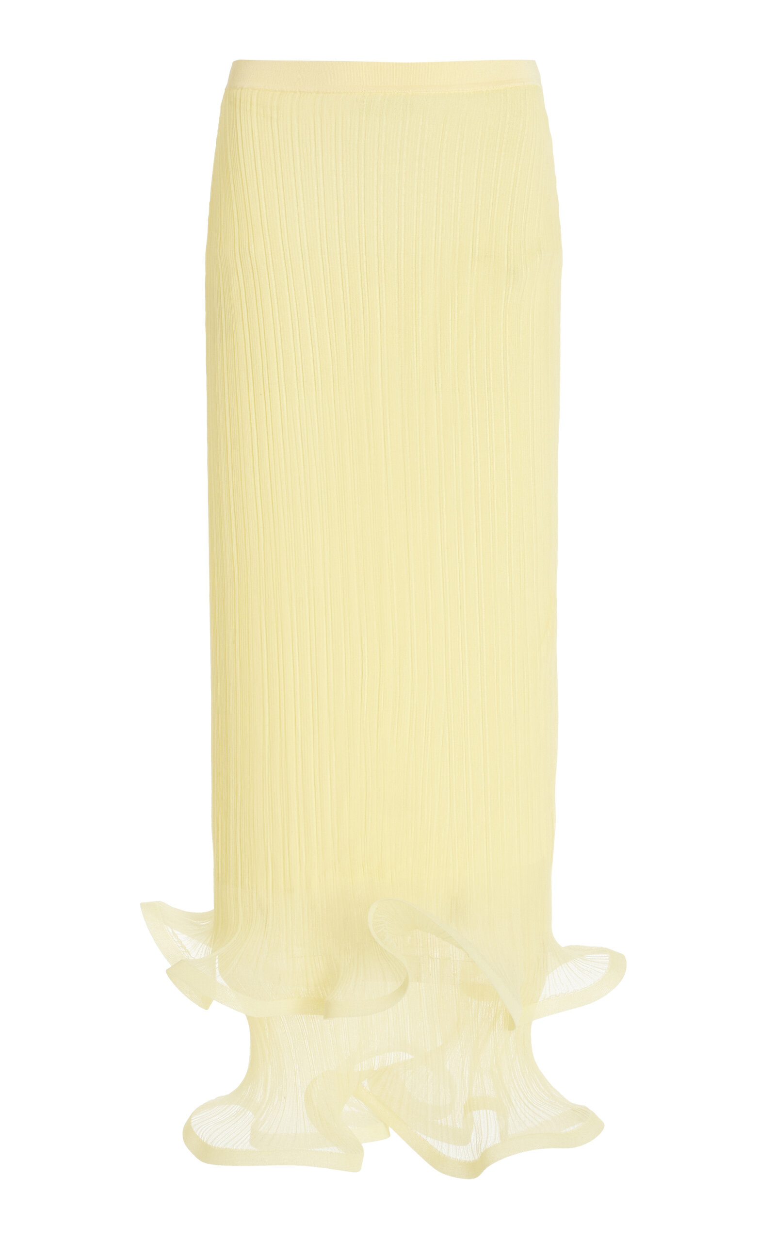 SIMKHAI Kelso Sheer Plissé Midi Skirt - Yellow