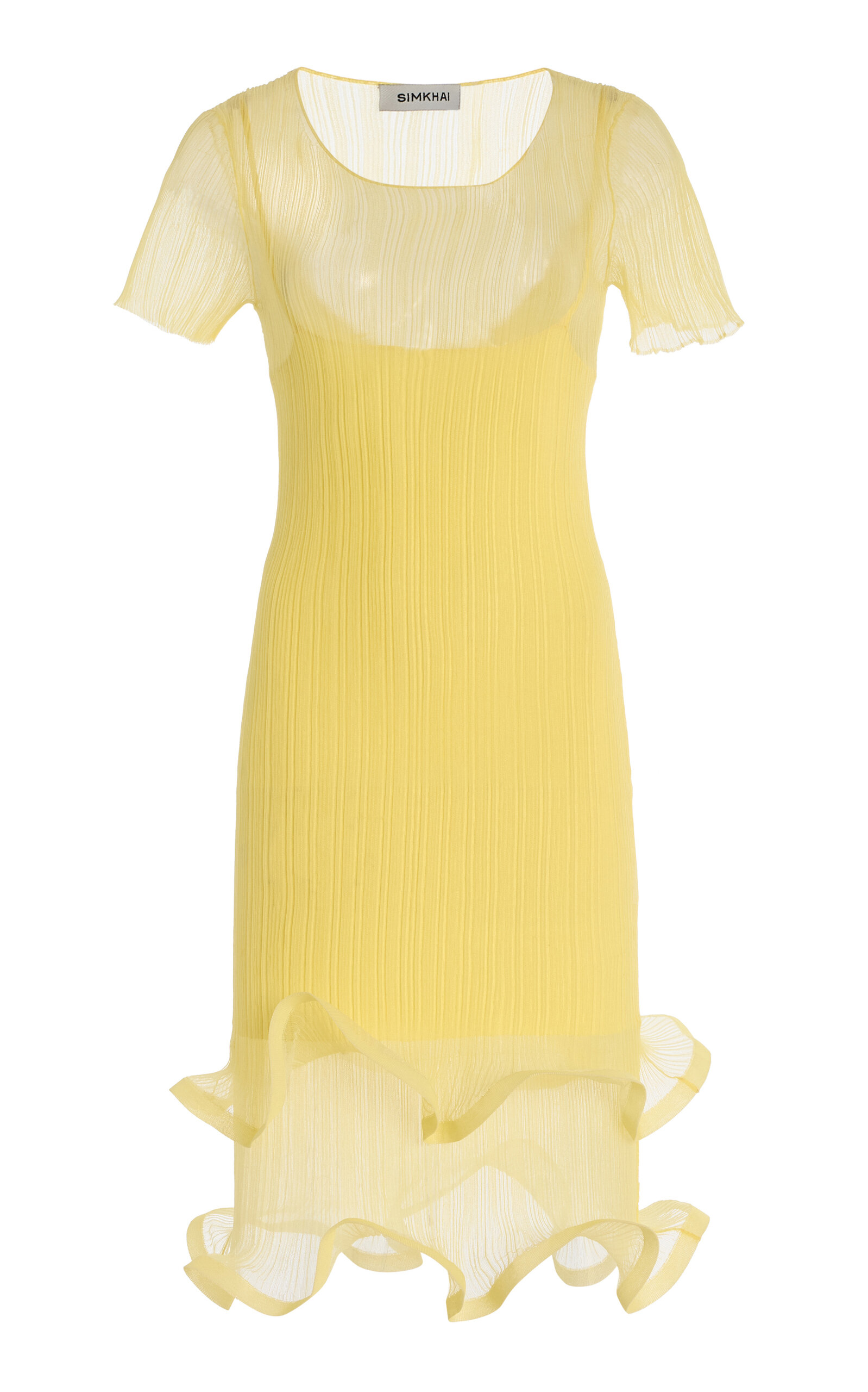 SIMKHAI Jett Sheer Plissé Mini Dress - Yellow - Women's Clothing