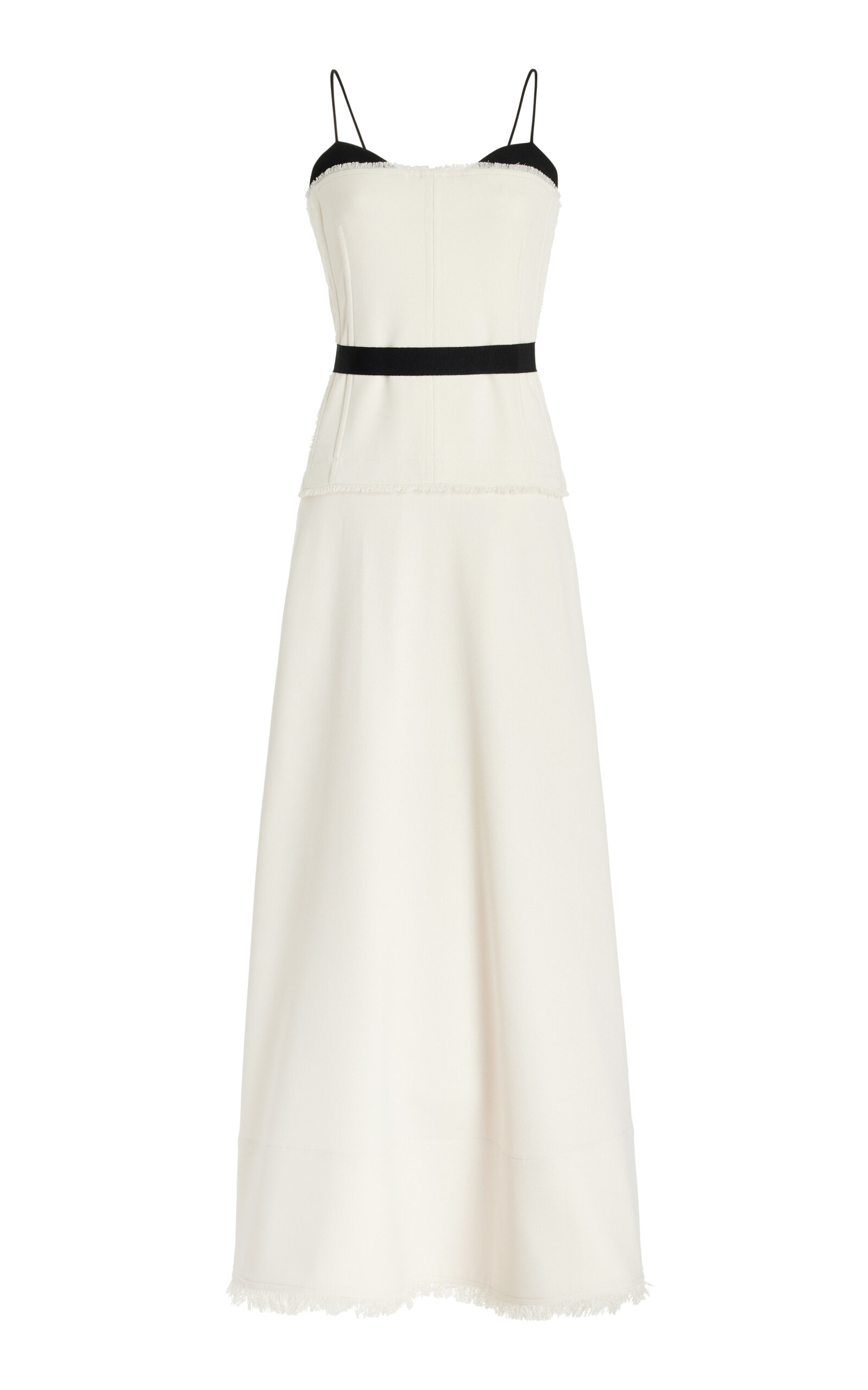 SIMKHAI Quinlin Tweed Corset Midi Dress - Black/white