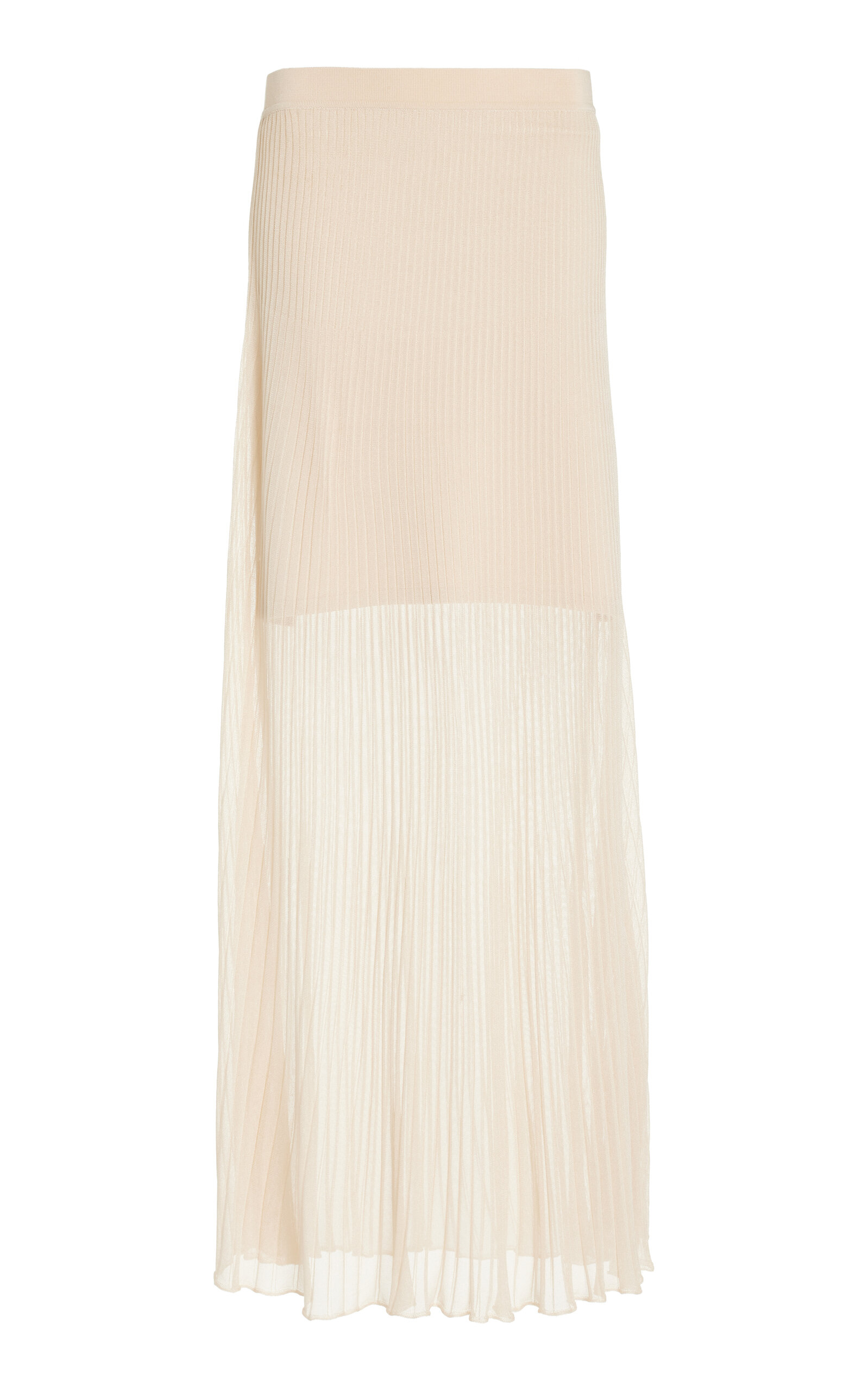 Gennie Sheer Knit-Plissé Maxi Skirt