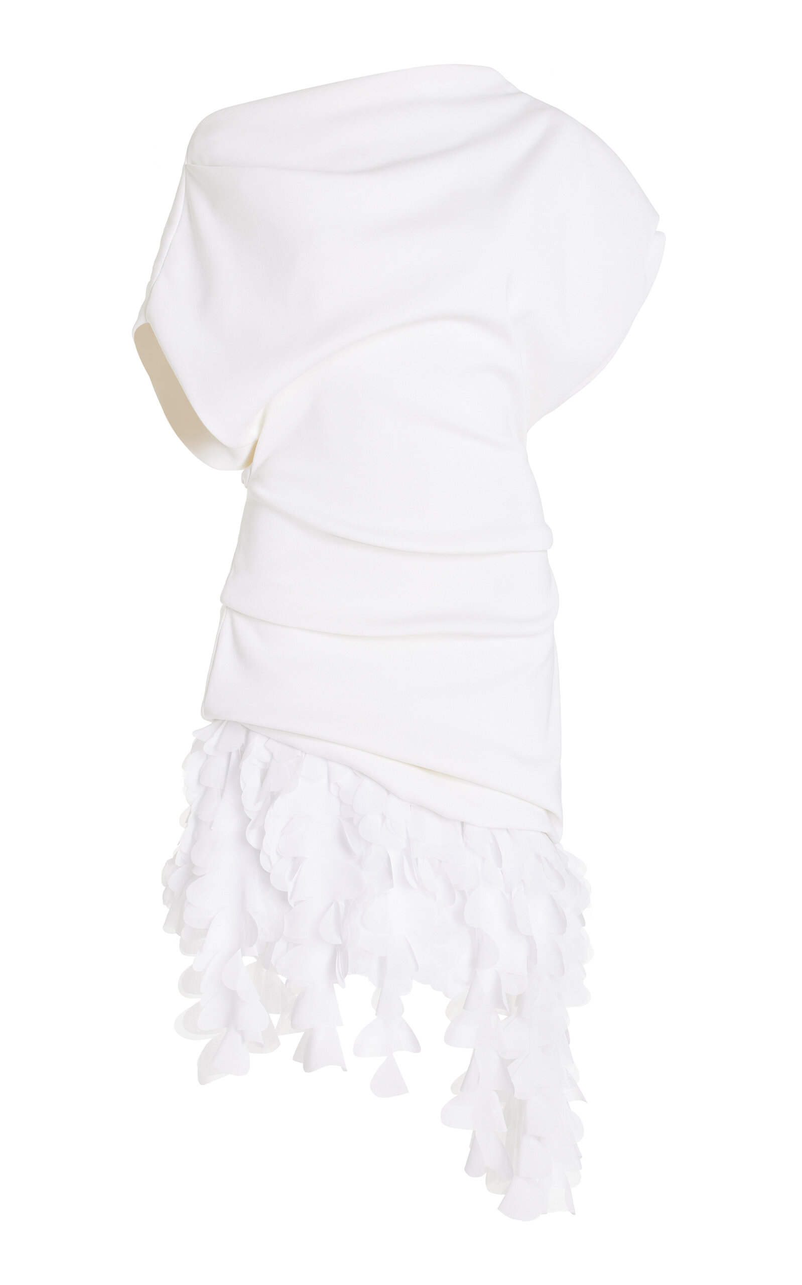 Brandon Maxwell Kayla Draped Petal-frill Mini Dress In White