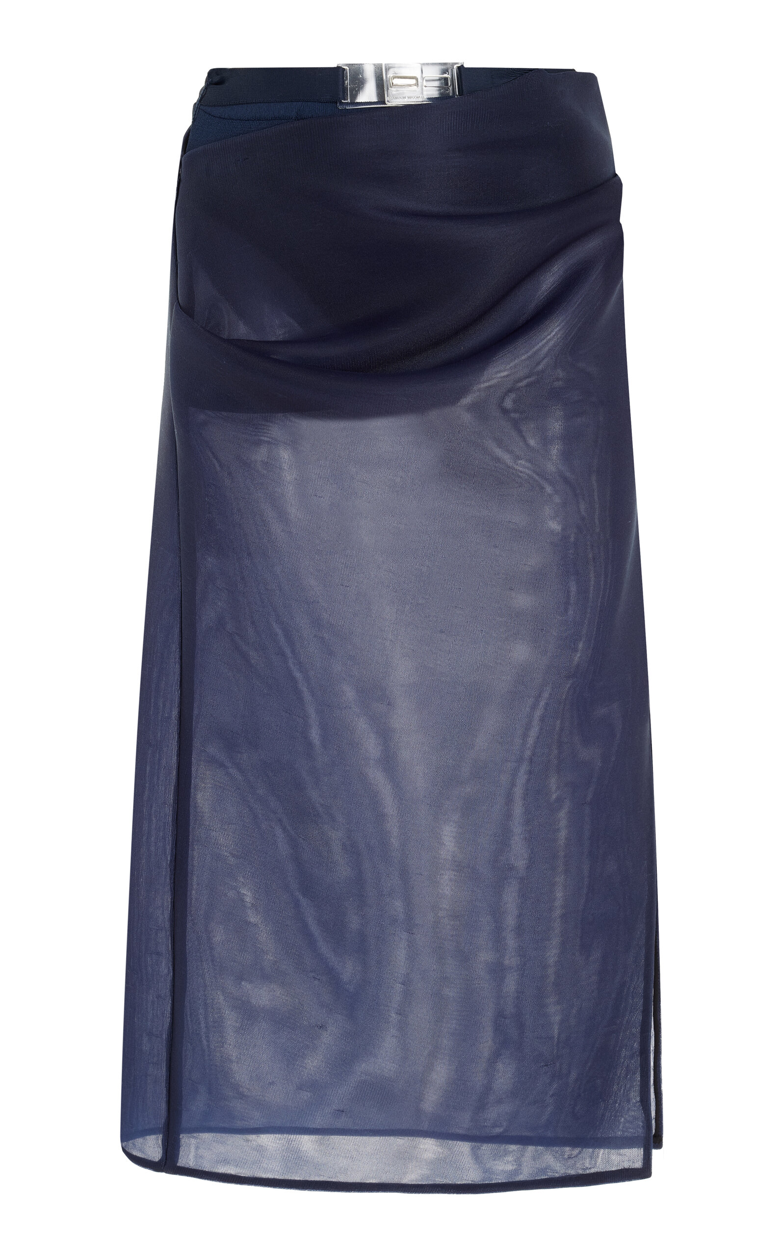 Brandon Maxwell The Isobel Belted Sheer Midi Skirt