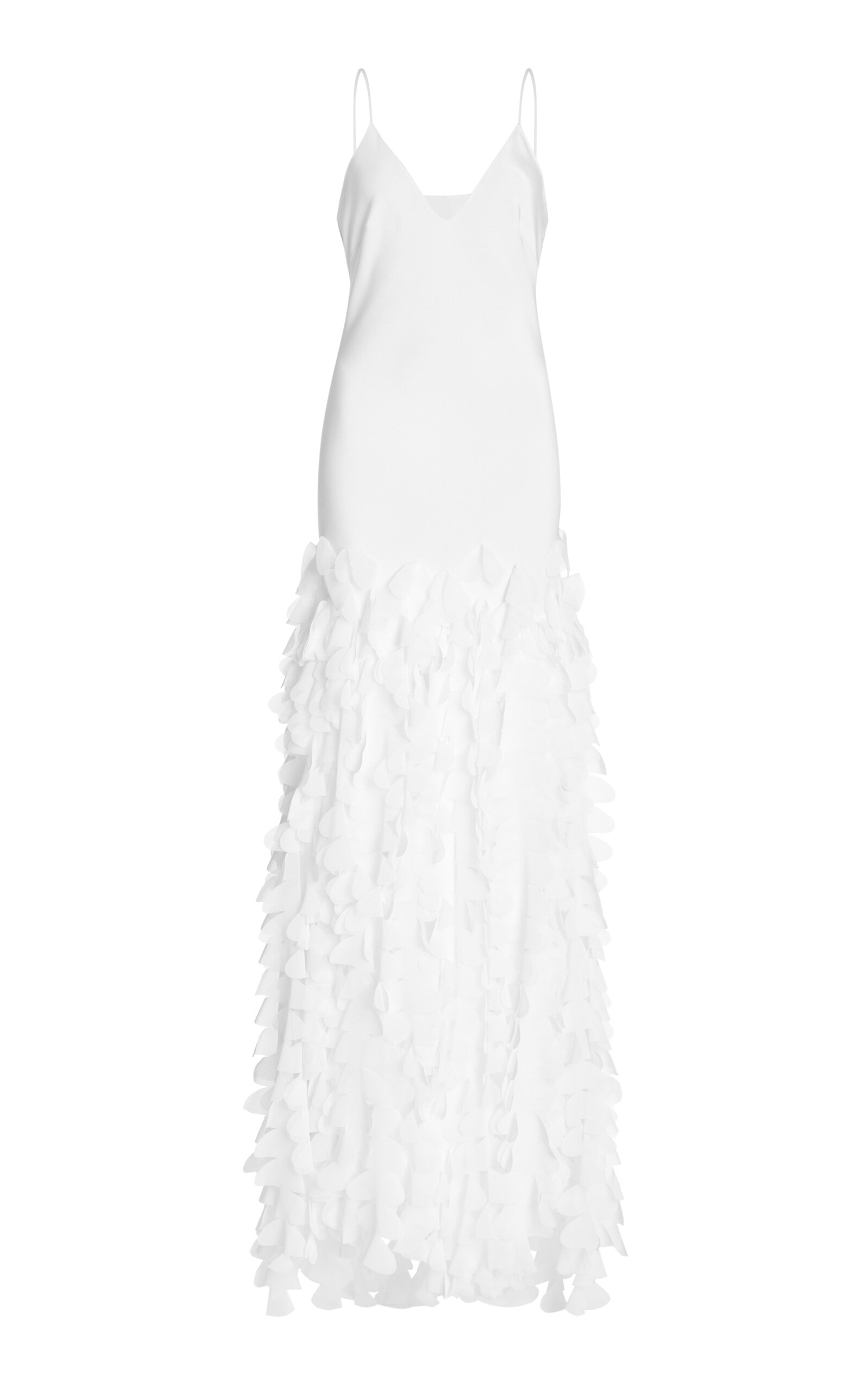 Brandon Maxwell The Primrose Petal-Embroided Silk Slip Dress