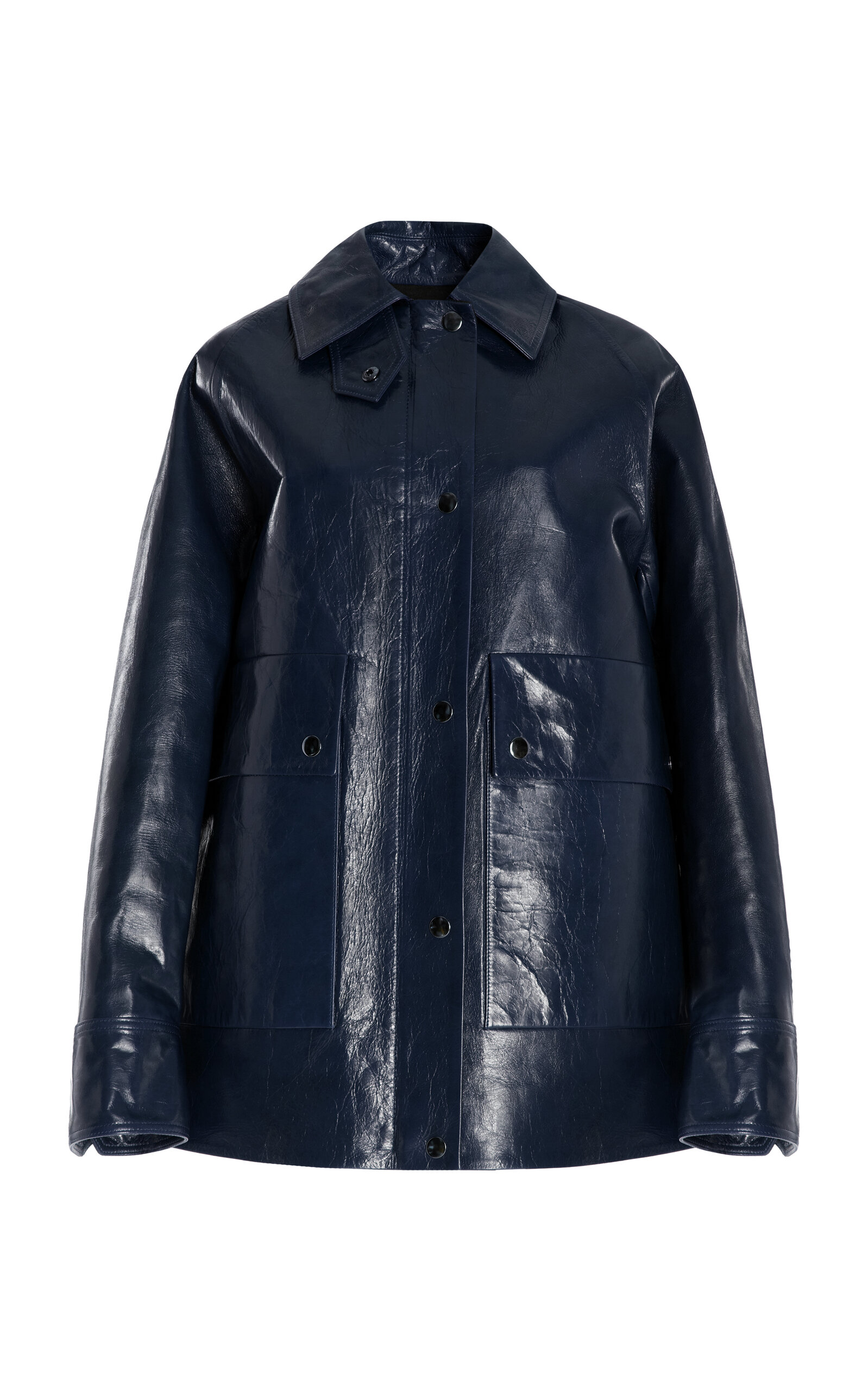 Brandon Maxwell The Jesi Oversized Leather Jacket - Royal Blue - XS/S