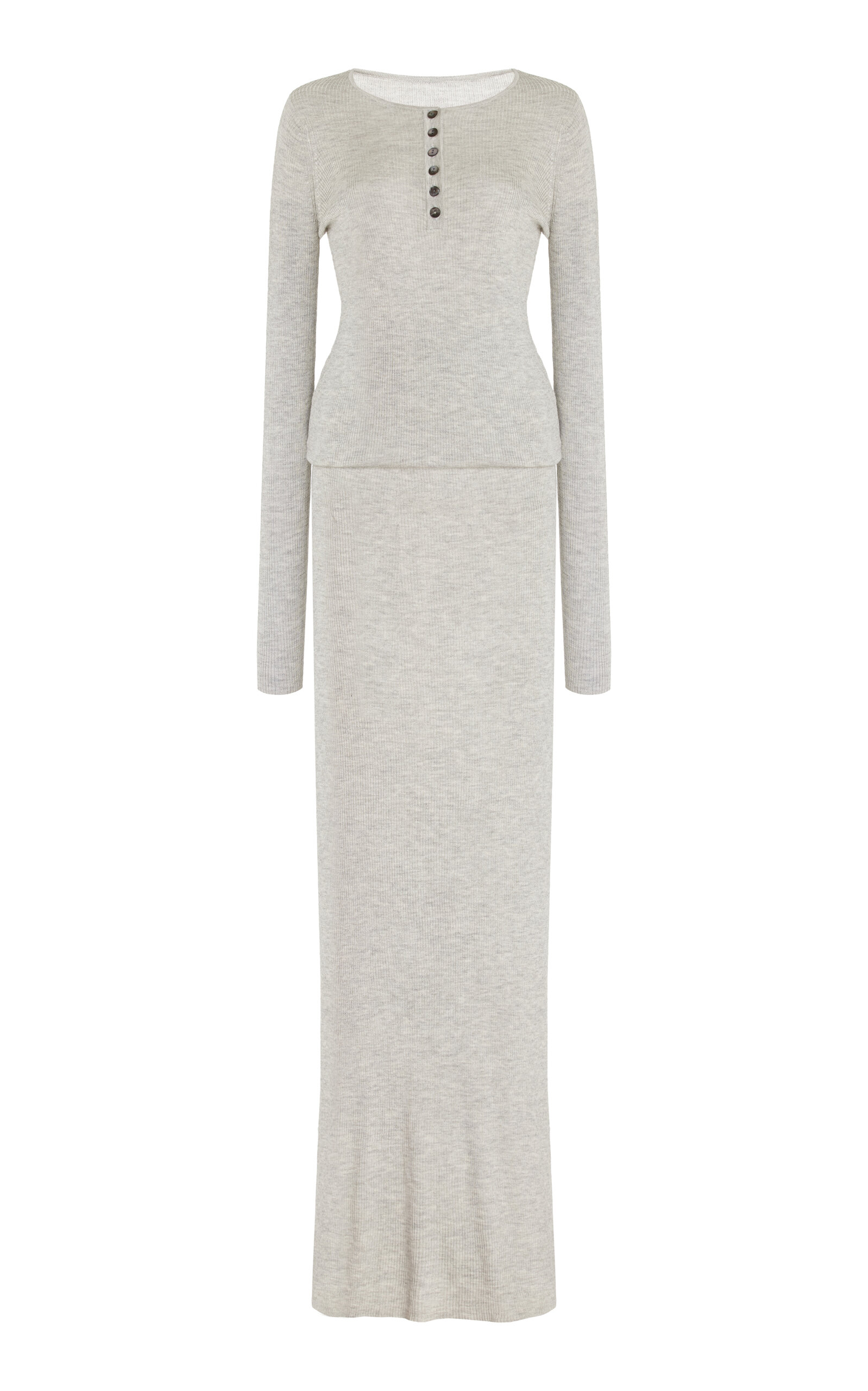 Brandon Maxwell The Tilda Silk-cashmere Jersey Henley Dress In Light Grey