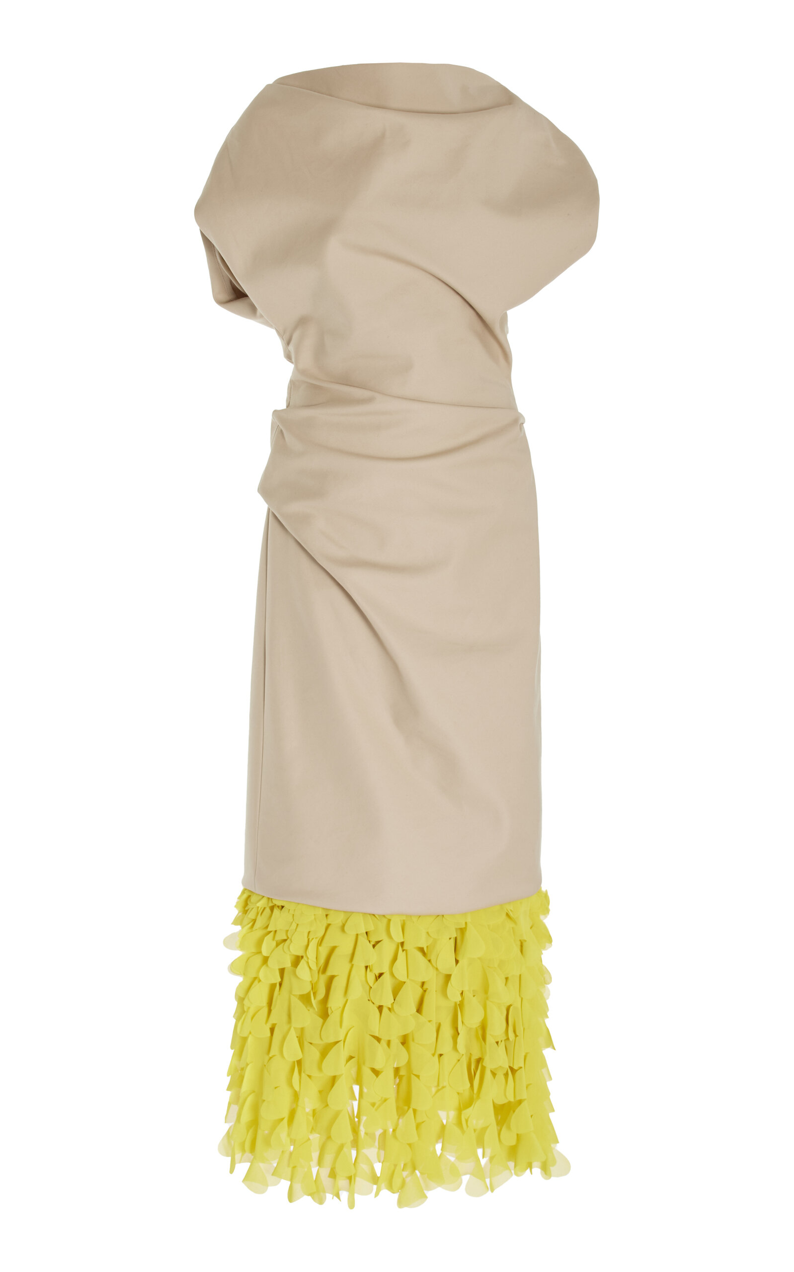 Brandon Maxwell The Lainey Asymmetric Cotton-Blend Midi Dress - Khaki