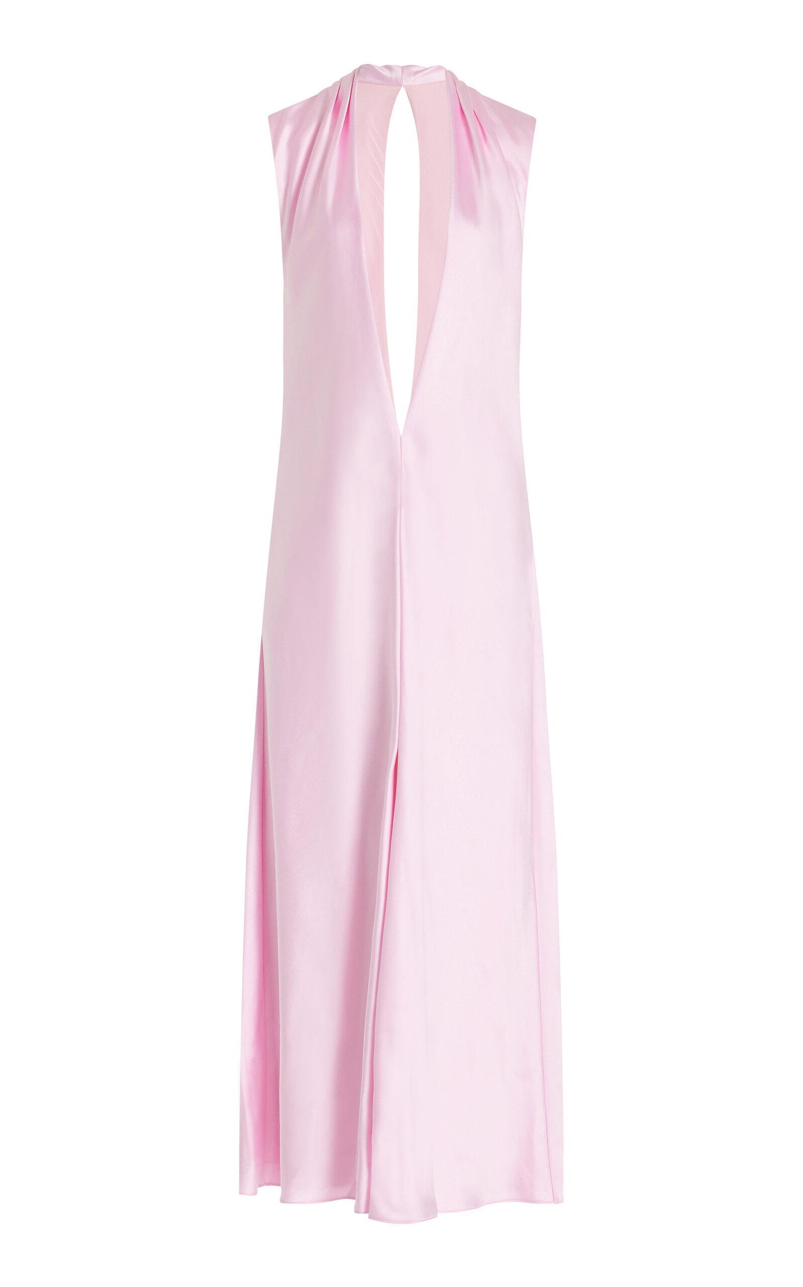 Brandon Maxwell The Daphne Plunge Caftan Dress In Light Pink