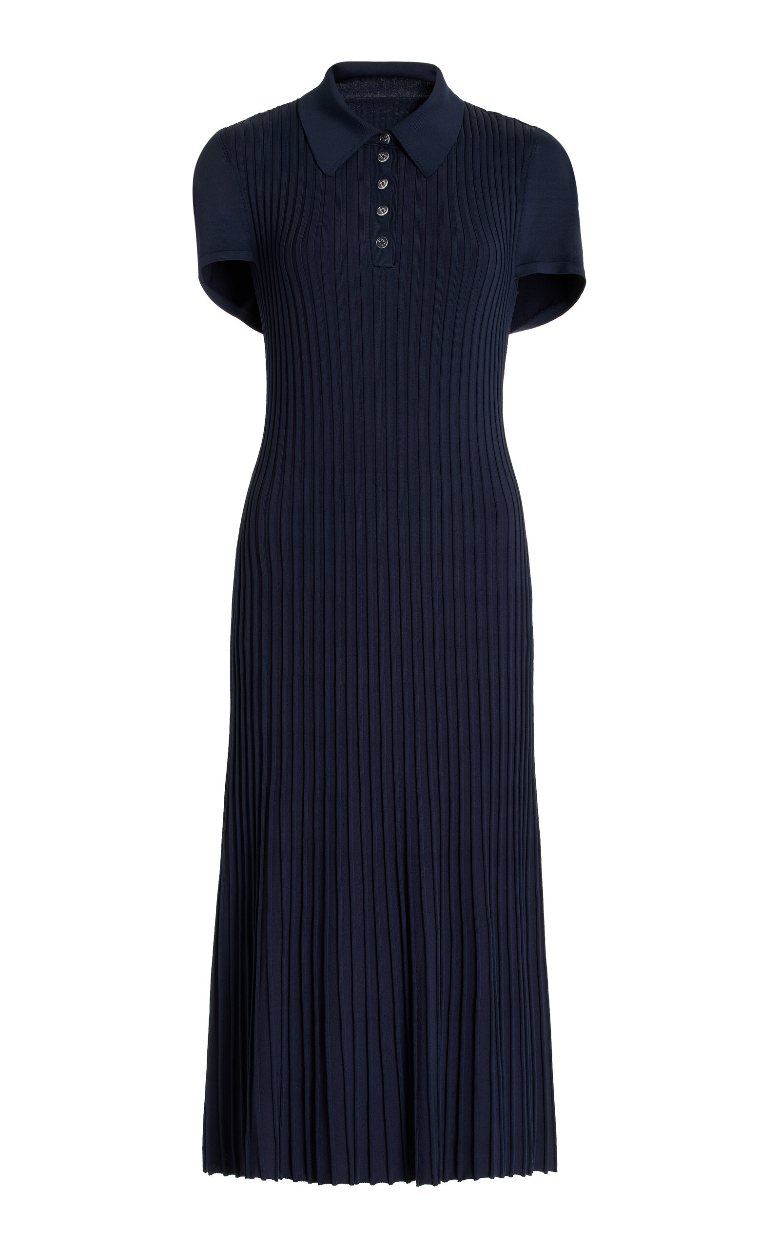 Brandon Maxwell The Joyce Pleated Midi Dress In Navy