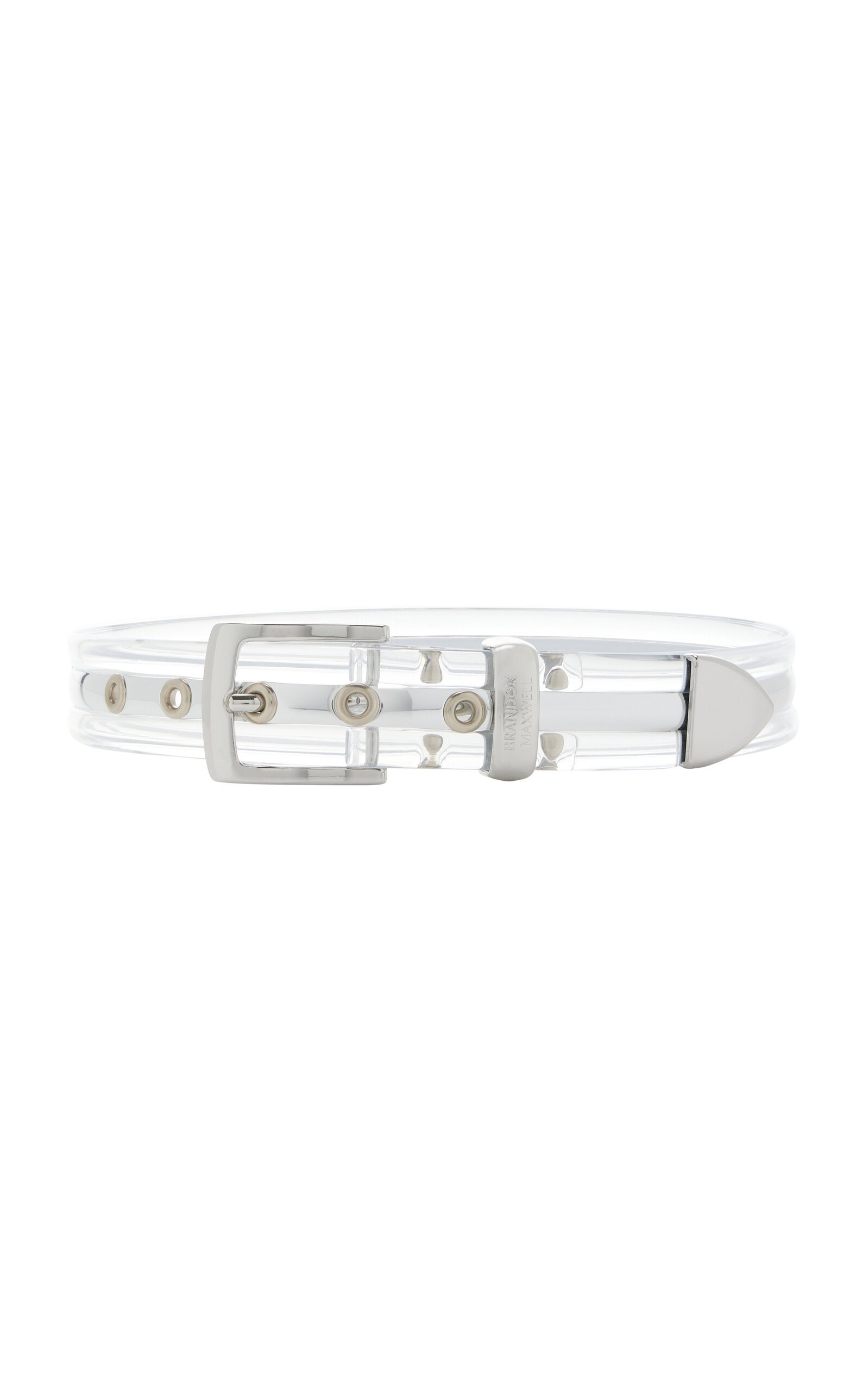 Brandon Maxwell Clear Pvc And Metal Strip Belt In Silver