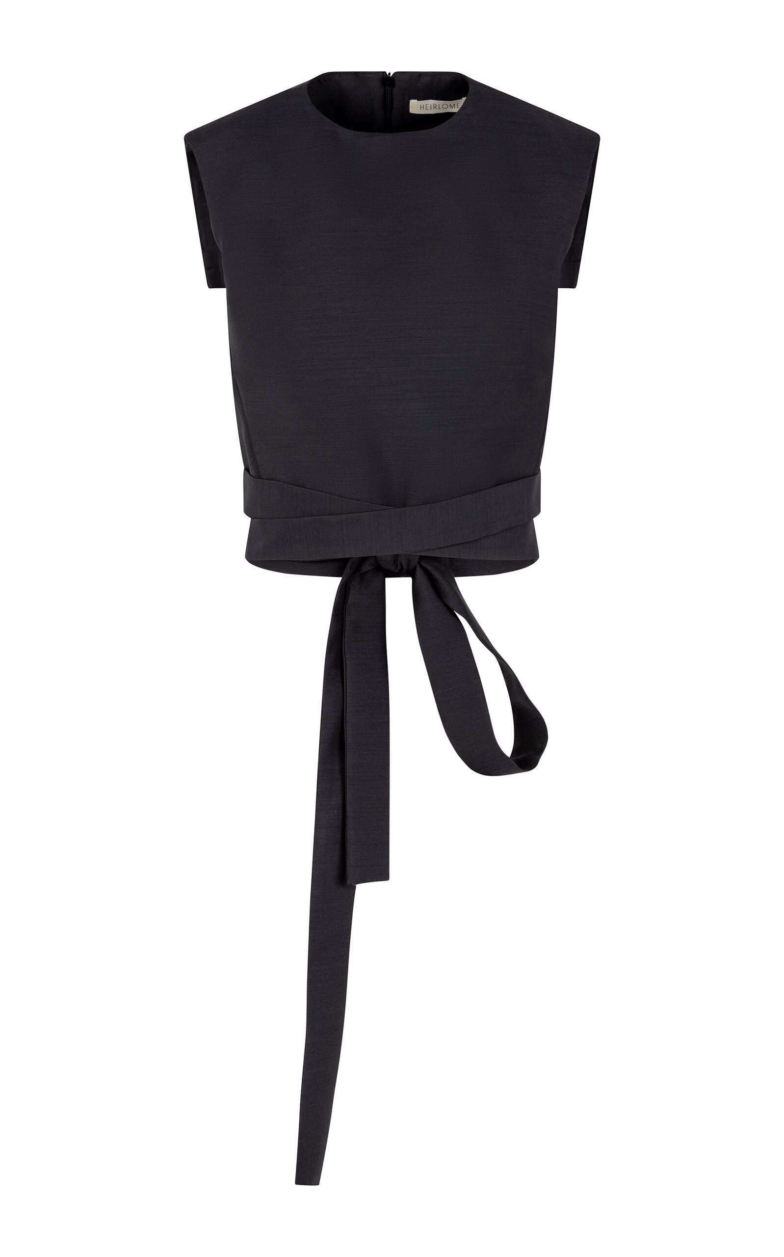 Heirlome Audrey Open-Back Wool-Silk Top - Black