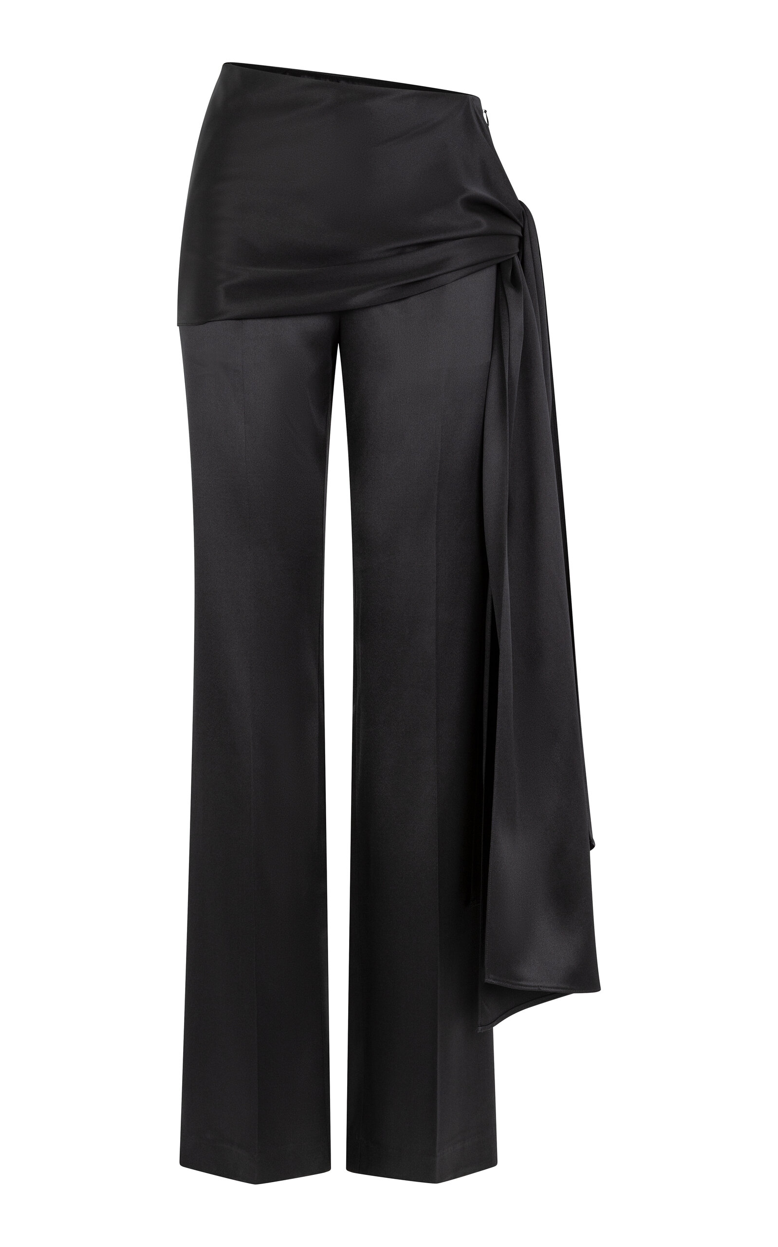 Mila Tie-Detail Silk Straight-Leg Pants
