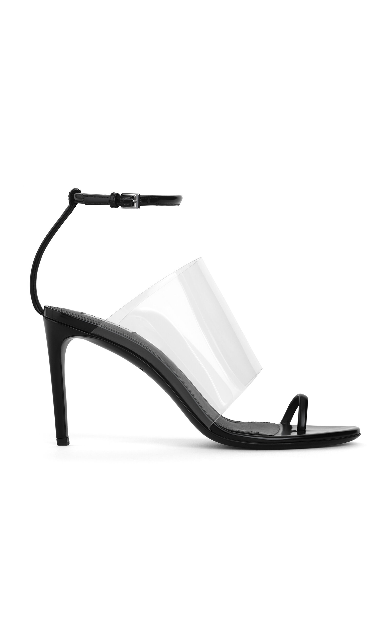 Shop Alaïa Asymmetric Pu-leather Sandals In Black