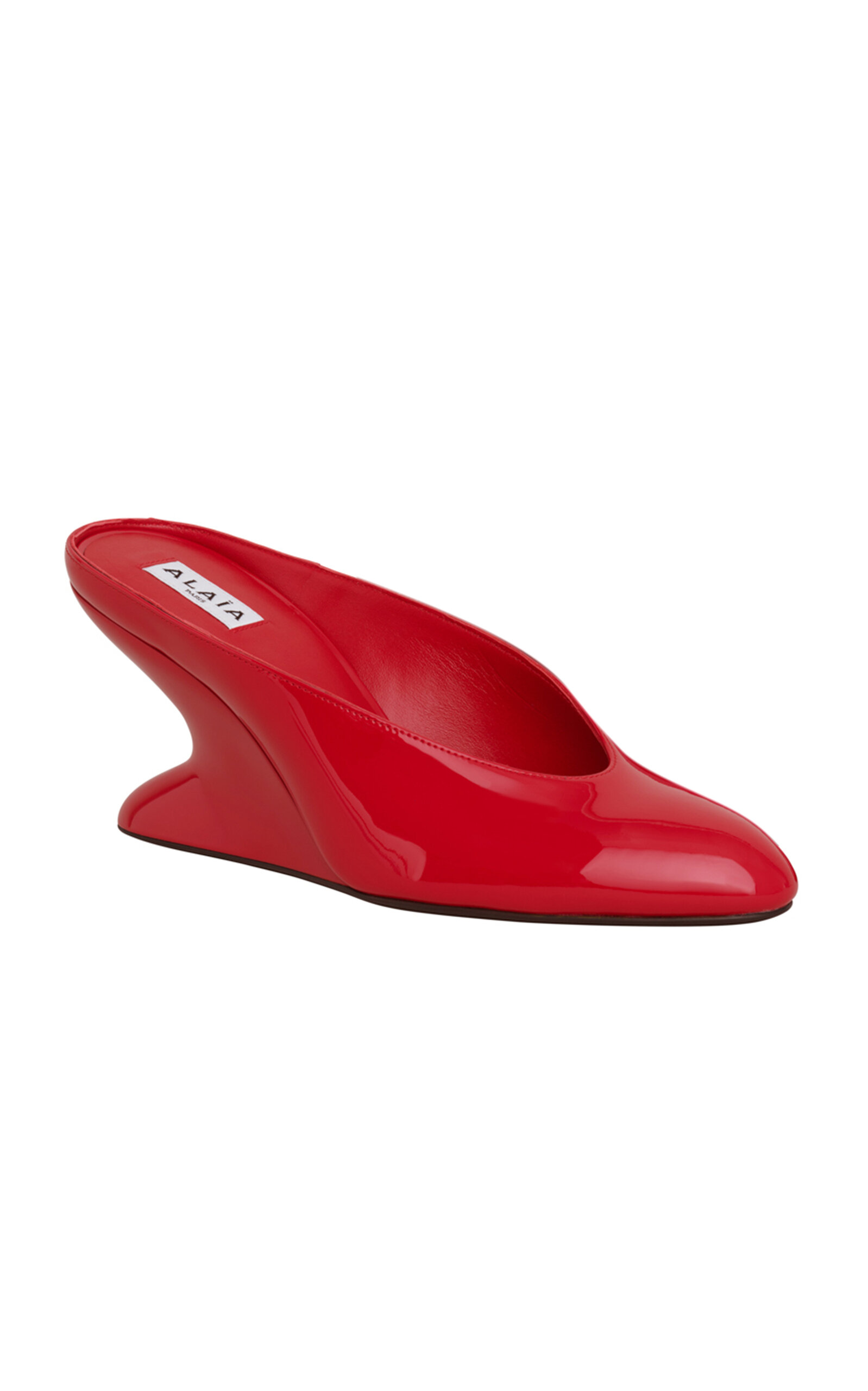 Shop Alaïa Patent Leather Mules In Red
