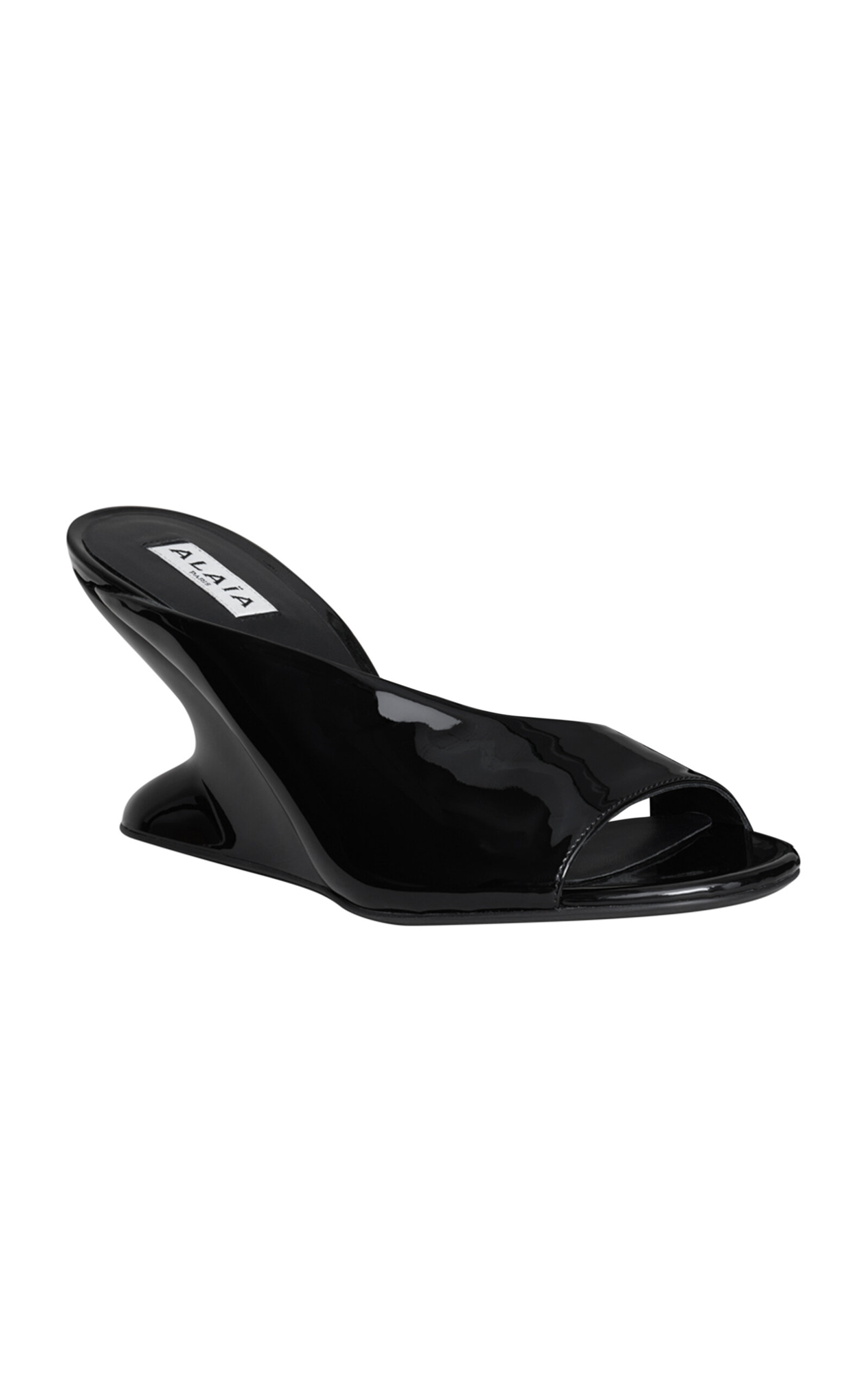 Alaïa Curve 75 Patent Leather Wedge Mules In Black
