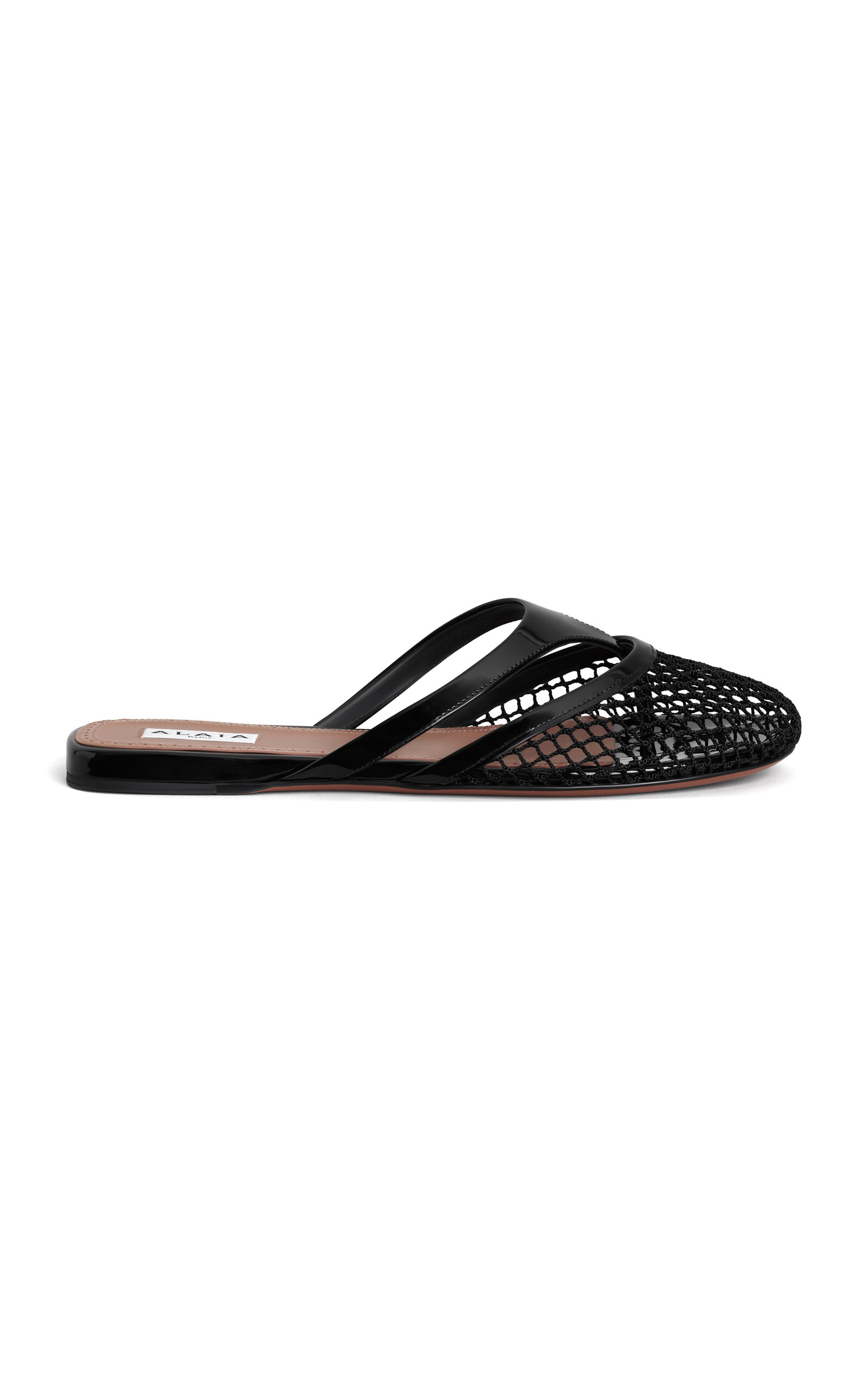 Alaïa Alaia Fishnet And Leather Infradito Flat Mules In Black
