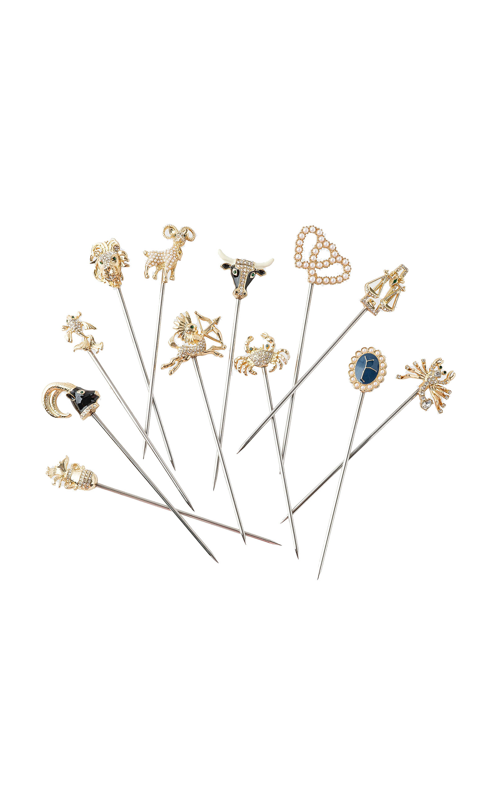 Joanna Buchanan Set-of-twelve Zodiac Cocktail Pick Gift Set In Multi