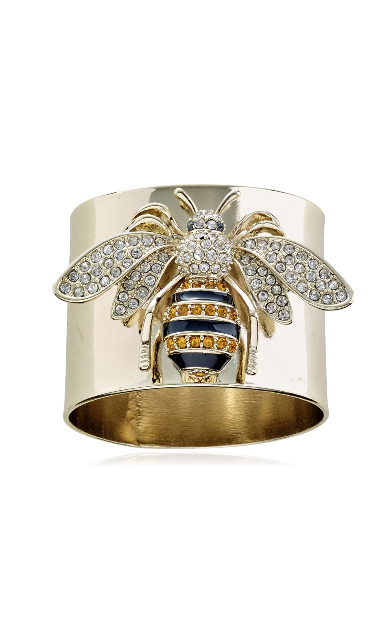 Joanna Buchanan Set-of-two Stripey Bee Napkin Rings In Gold