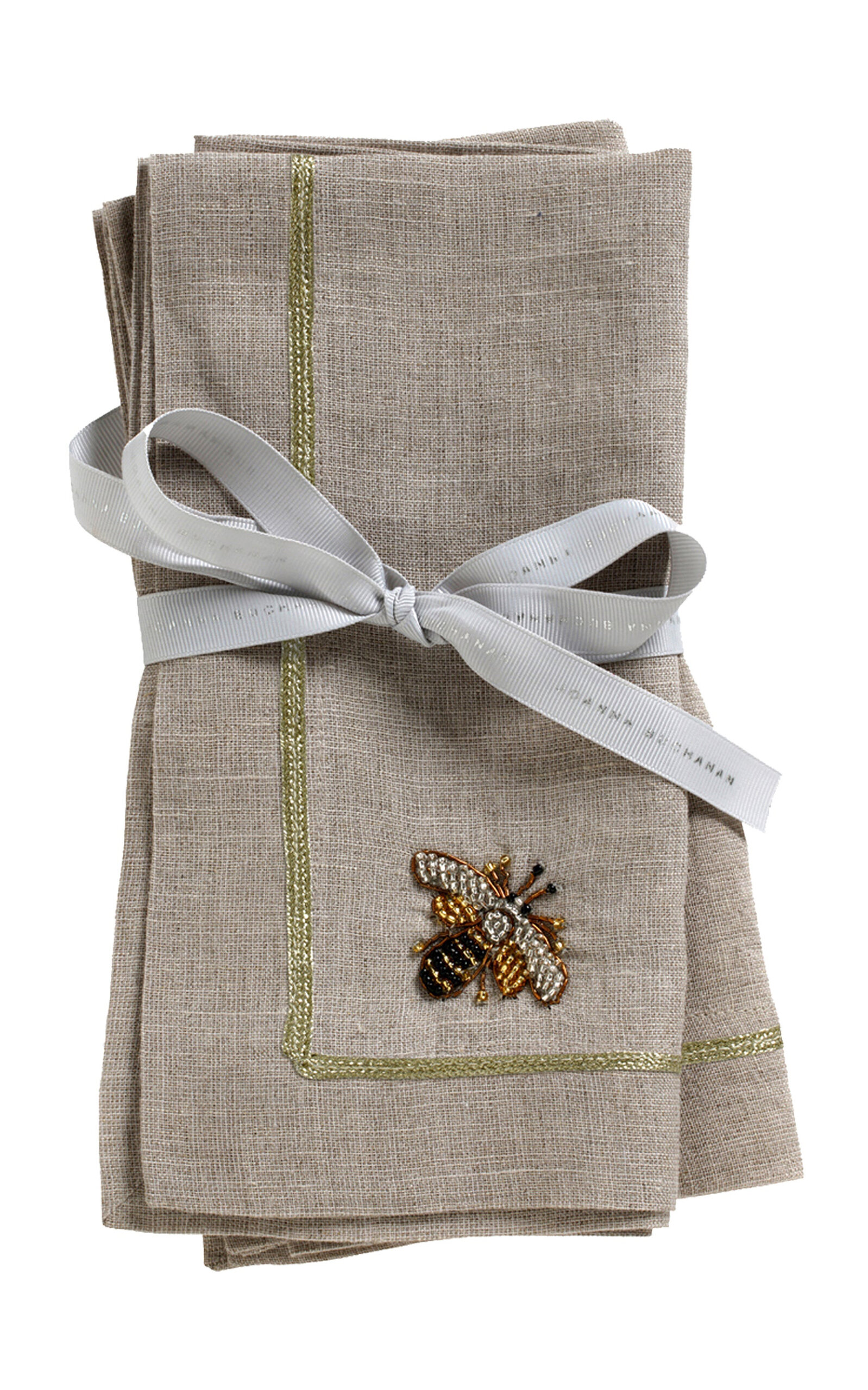 Joanna Buchanan Stripey Set-Of-Two Linen Napkins - Taupe