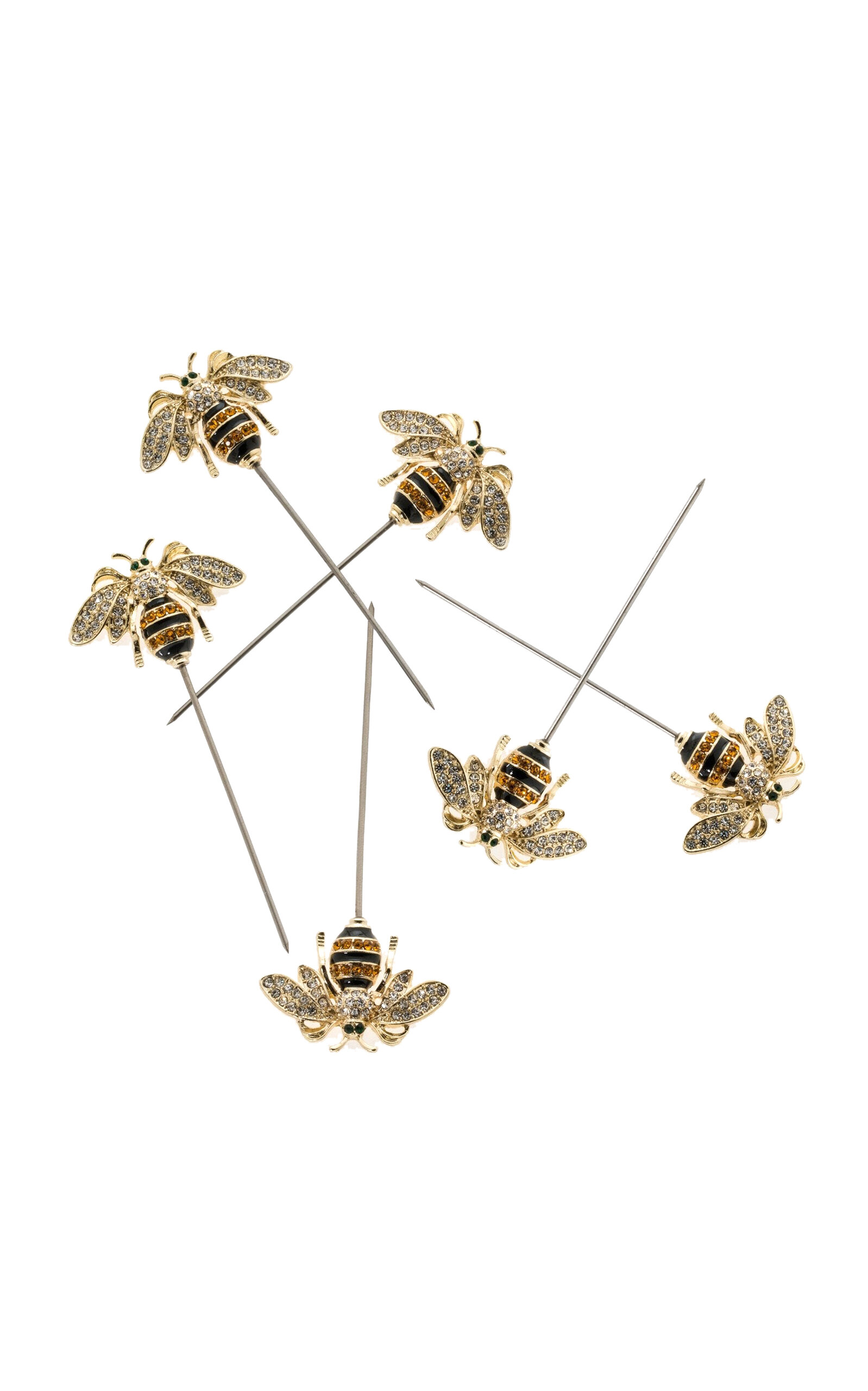 Joanna Buchanan Set-of-Six Stripey Bee Cocktail Picks - Gold