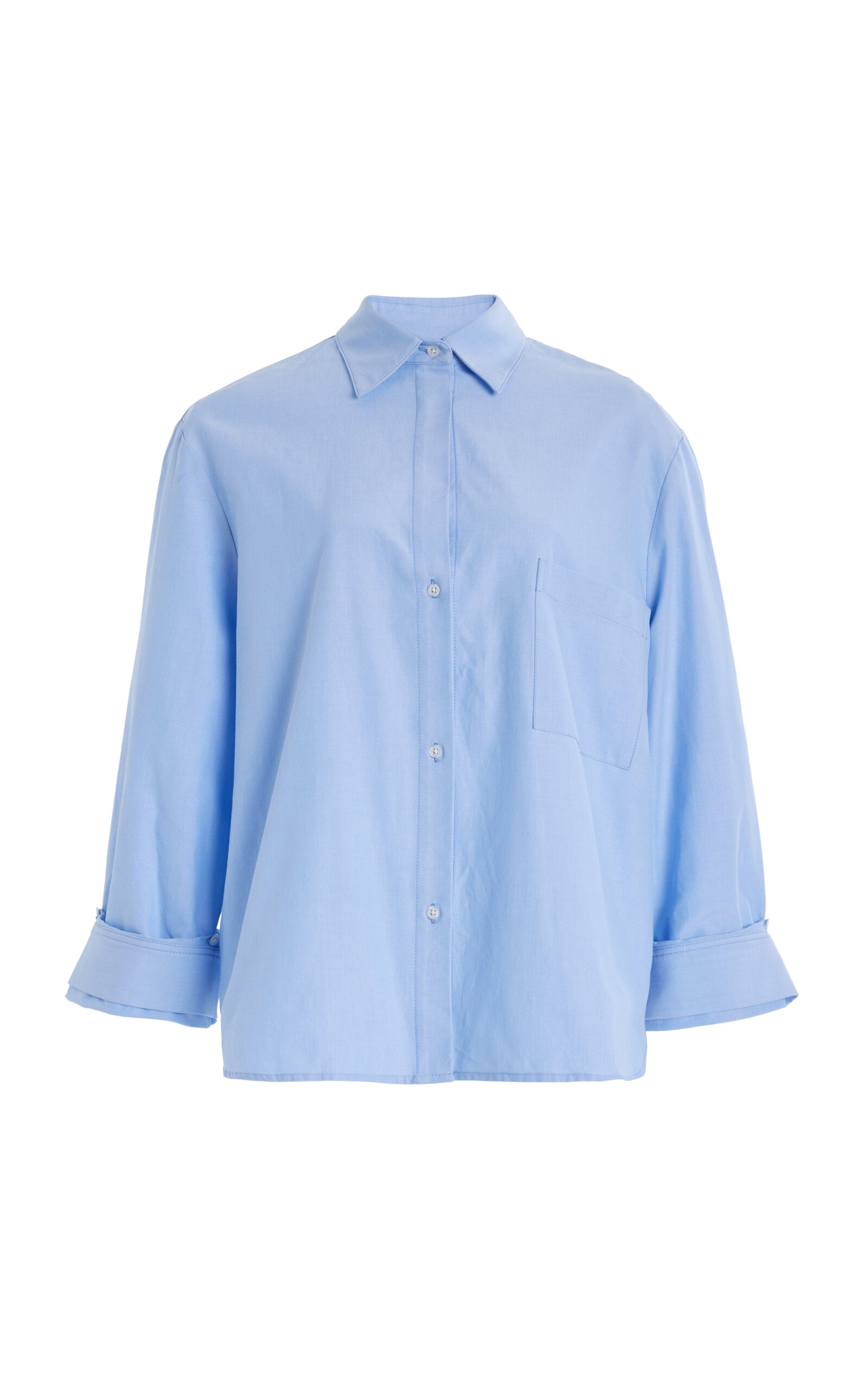 Twp New Morning After Cotton Button-up Shirt In Blue