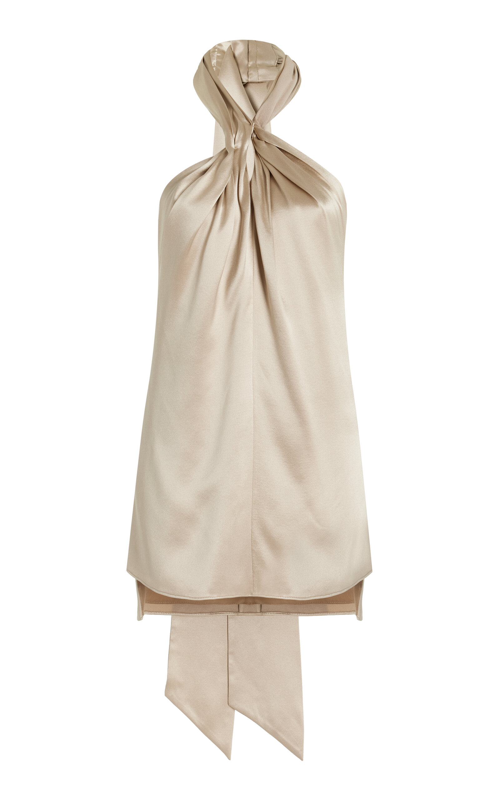 Adam Lippes Thalia Silk Satin Crepe Halter Top - Nude
