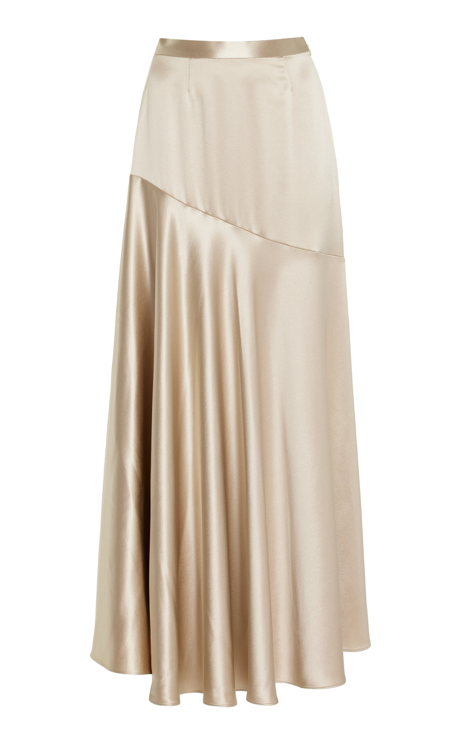 Adam Lippes Tess Silk Satin Crepe Midi Skirt - Nude
