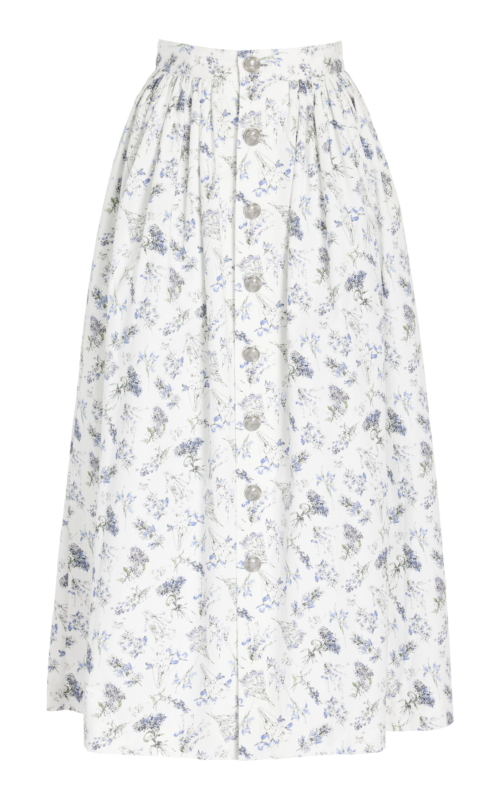 Adam Lippes Bryce Skirt In Printed Poplin In Floral