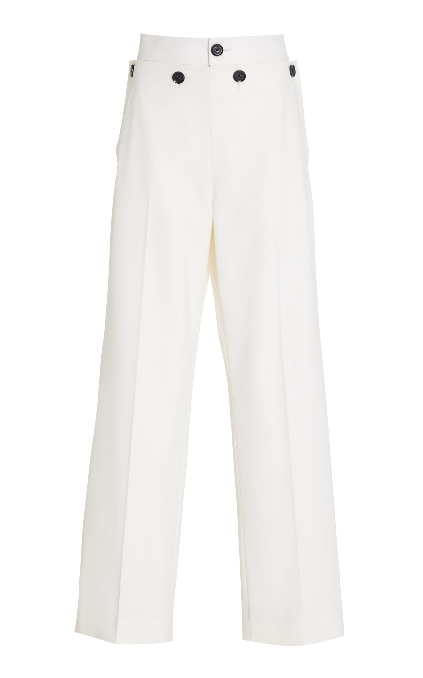 Proenza Schouler Oliver Wool Gabardine Straight-Leg Pants - White