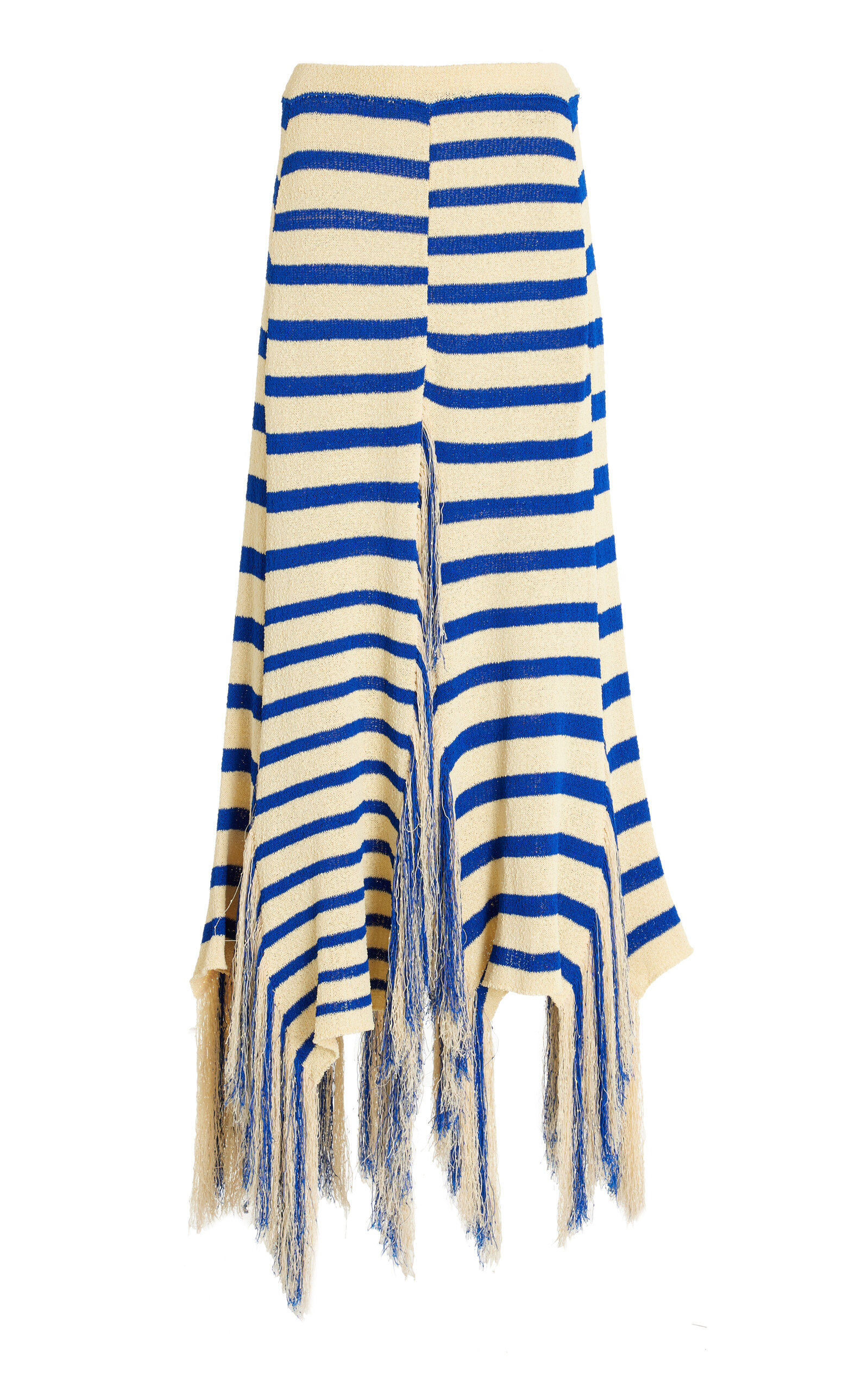 Shop Proenza Schouler Yves Fringed Cotton-blend Knit Maxi Skirt In Stripe