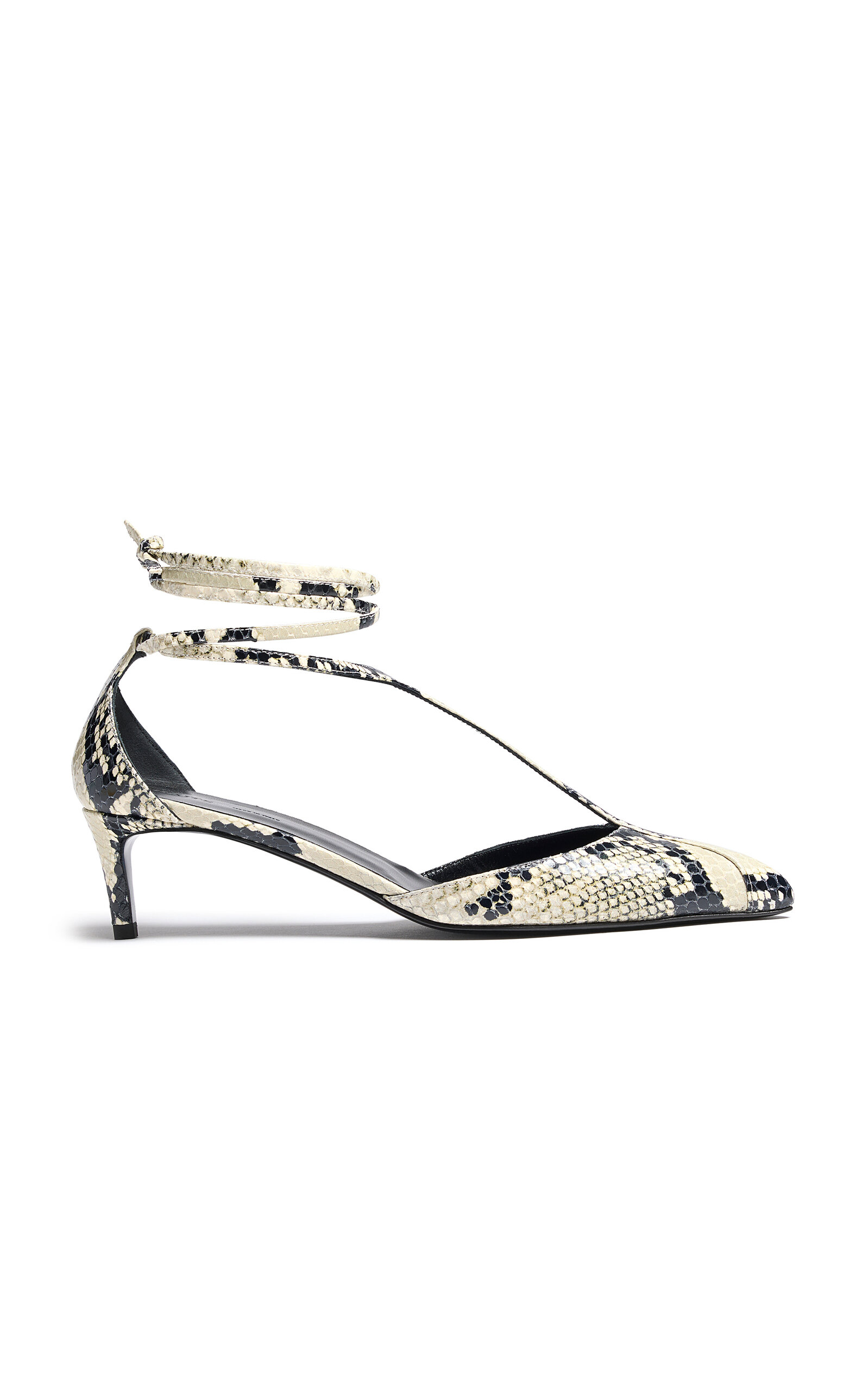 Khaite Mia Snake-effect Leather Kitten-heel Pumps In Animalier