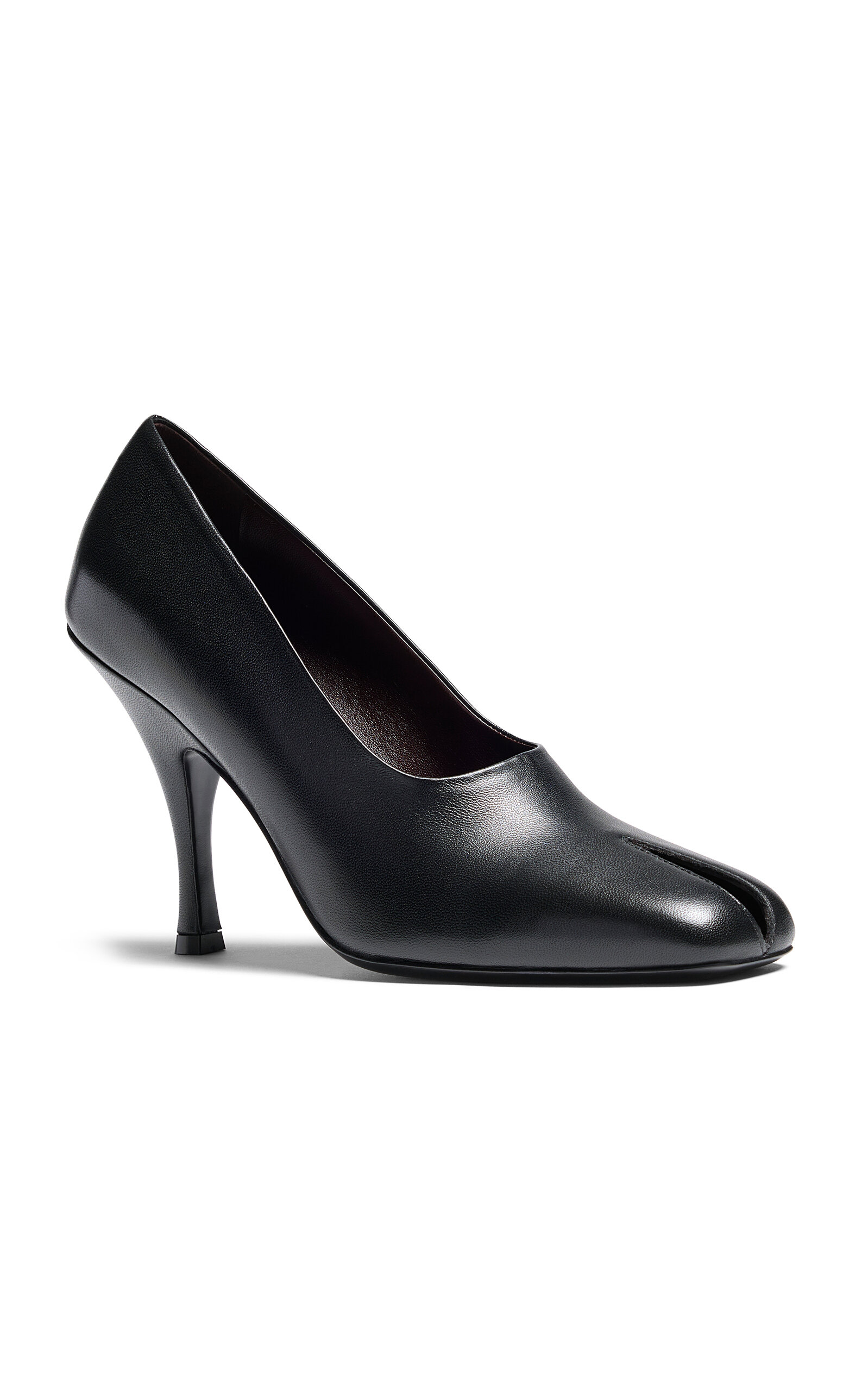 Khaite Eva Peep-Toe Leather Pumps