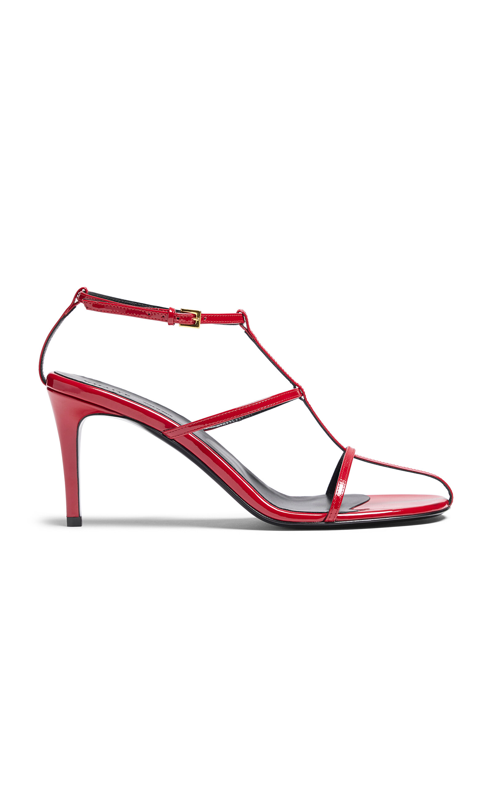 Khaite Leather T-strap Sandals In Fire Red