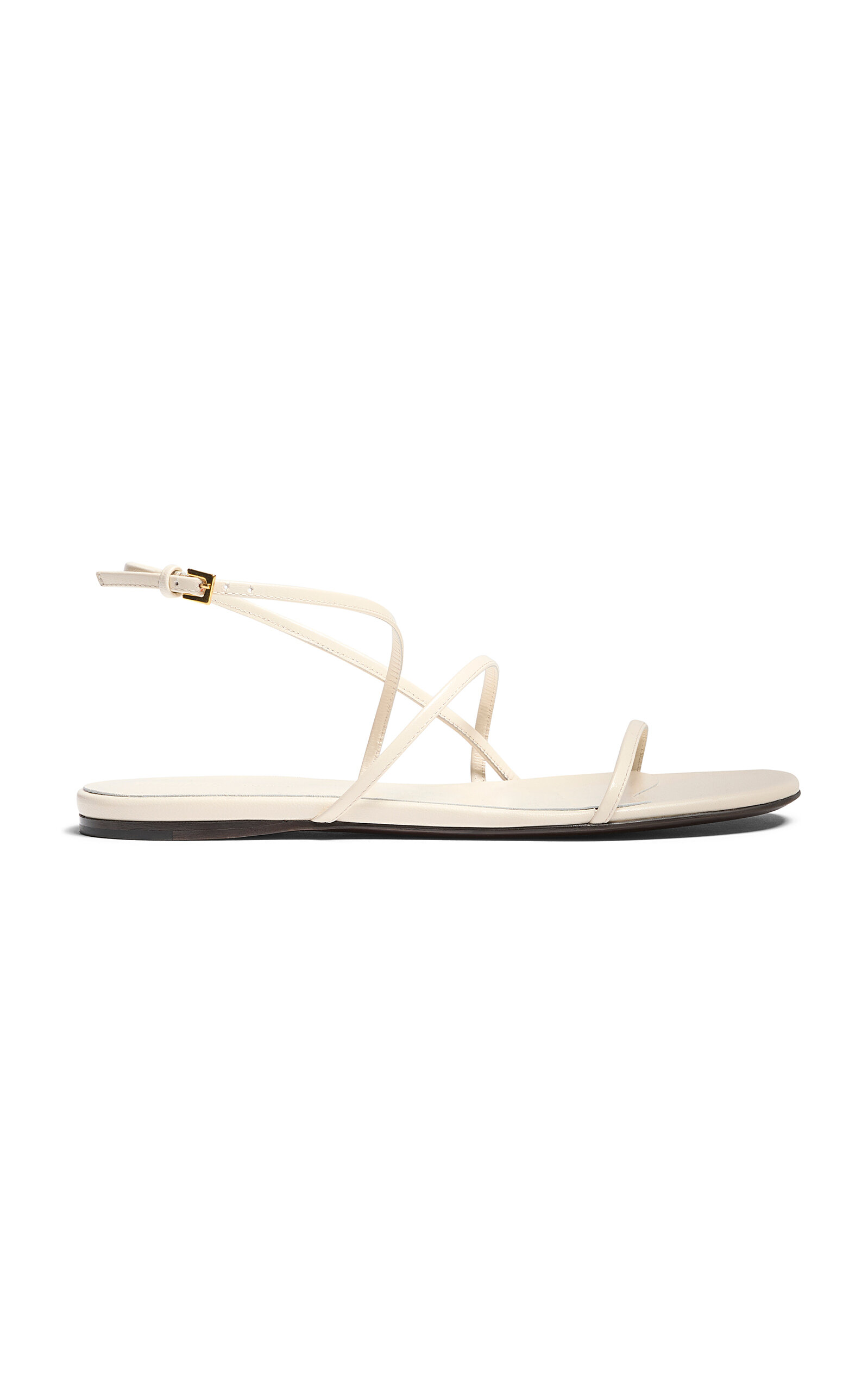 Khaite Loop Leather Flat Sandals In White