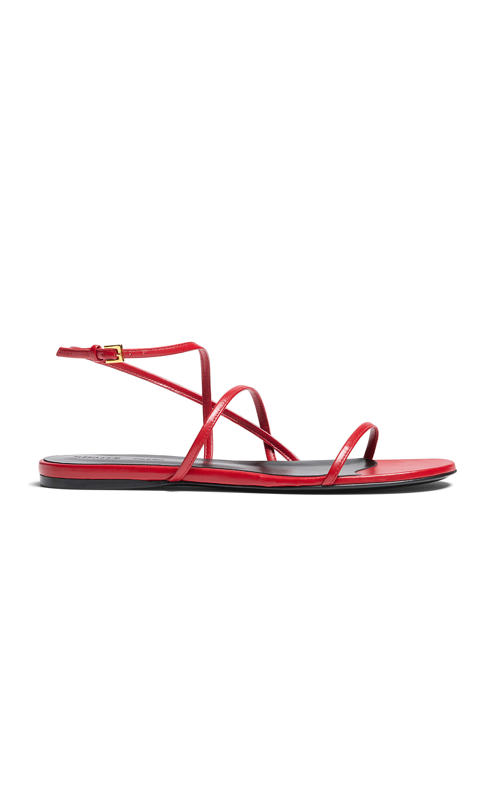 Khaite Loop Leather Flat Sandals - Red - IT 41.5