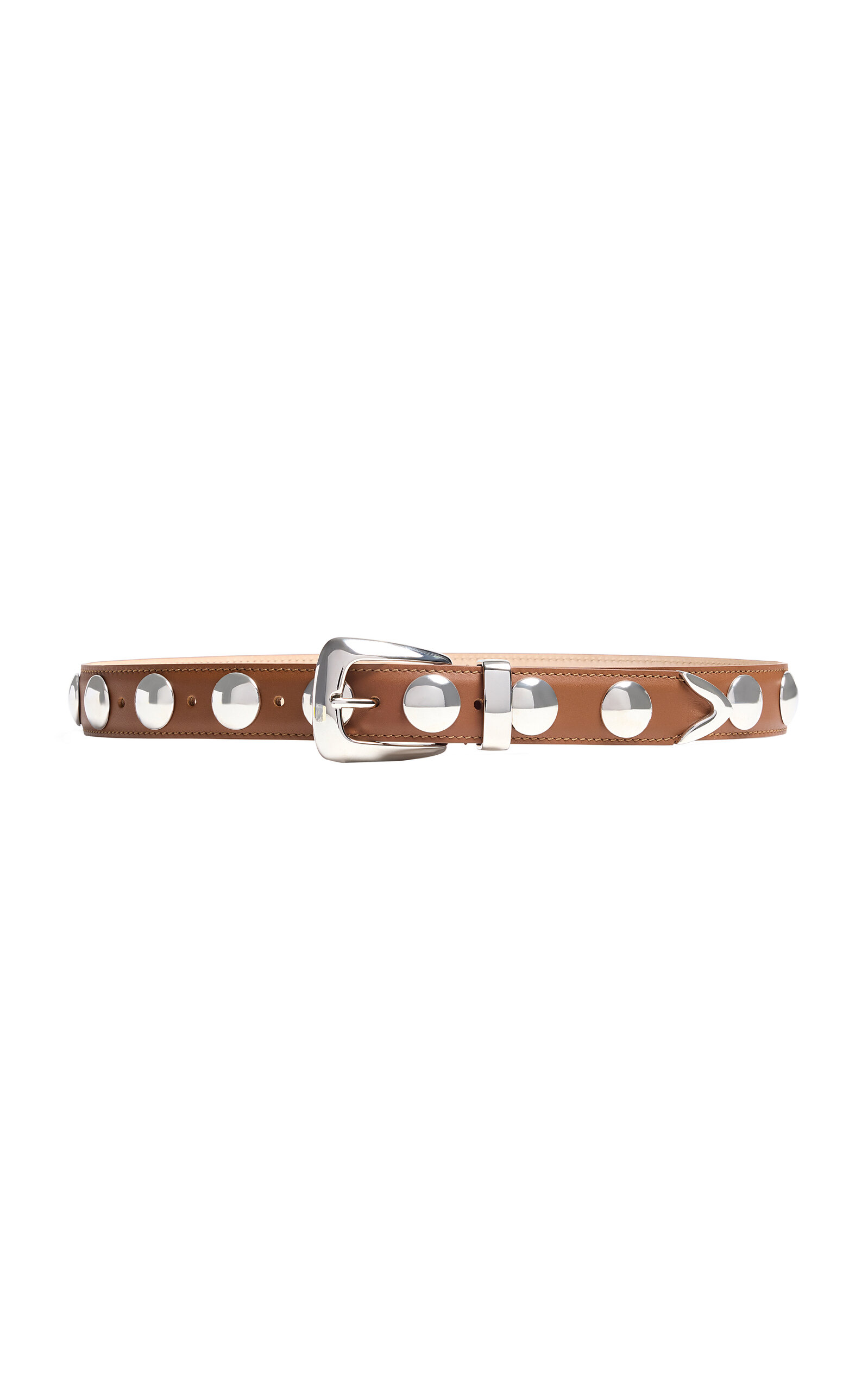 Khaite Benny Studded Leather Belt In Brown