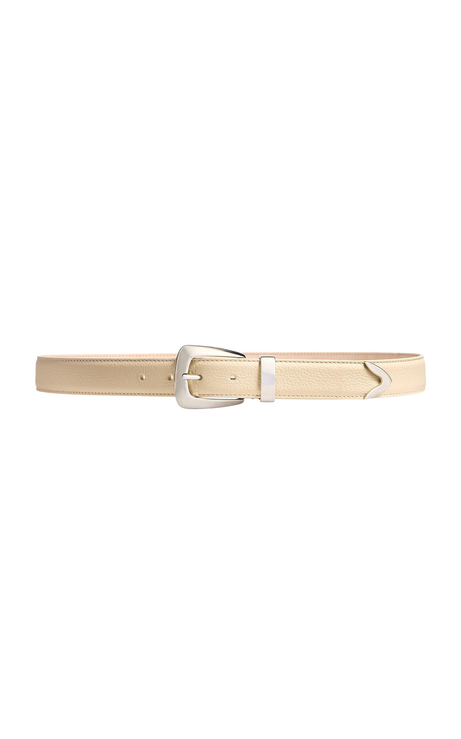Khaite Benny Pebbled Leather Belt In Ivory