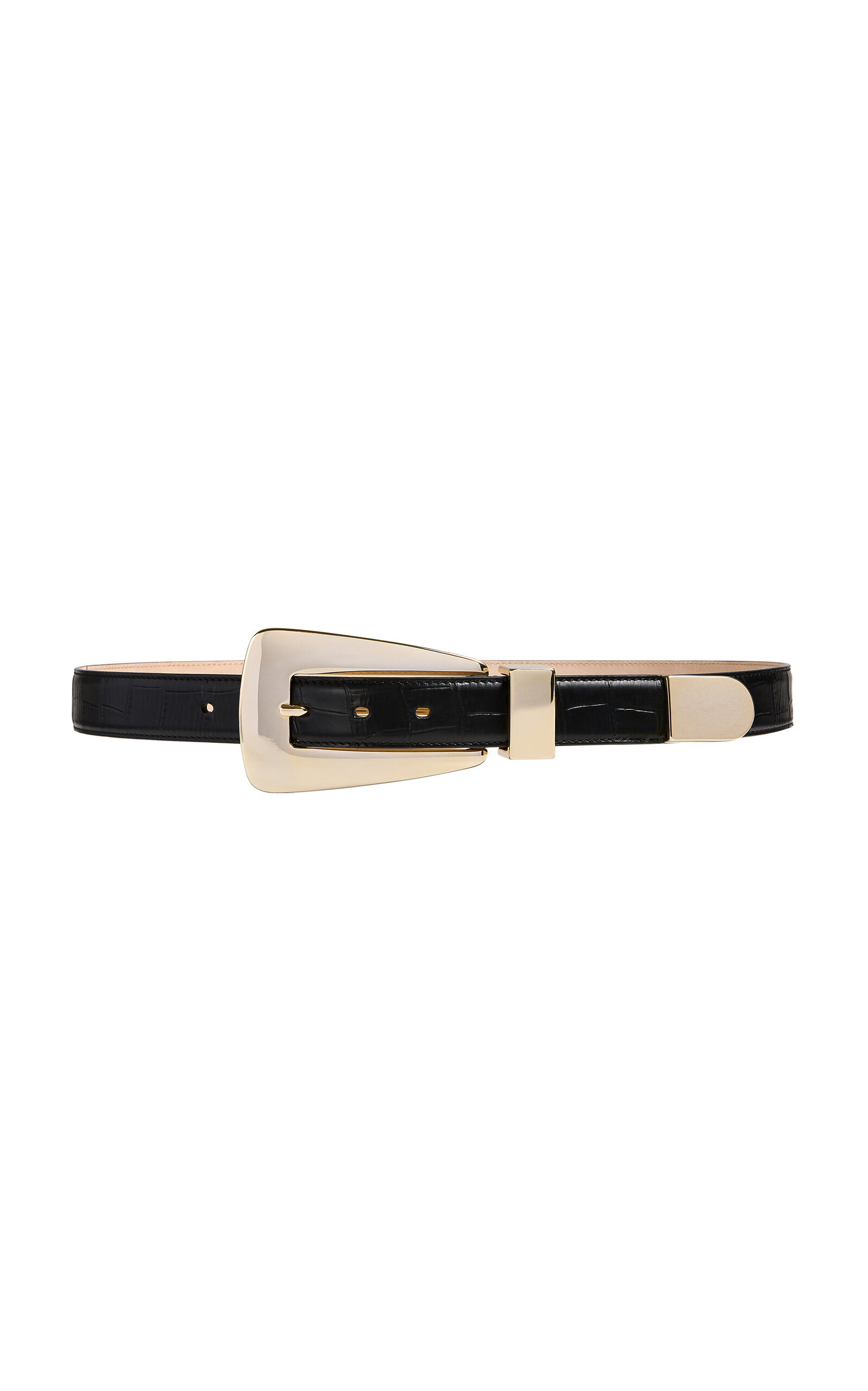 Khaite Lucca Croc-effect Leather Belt In Black