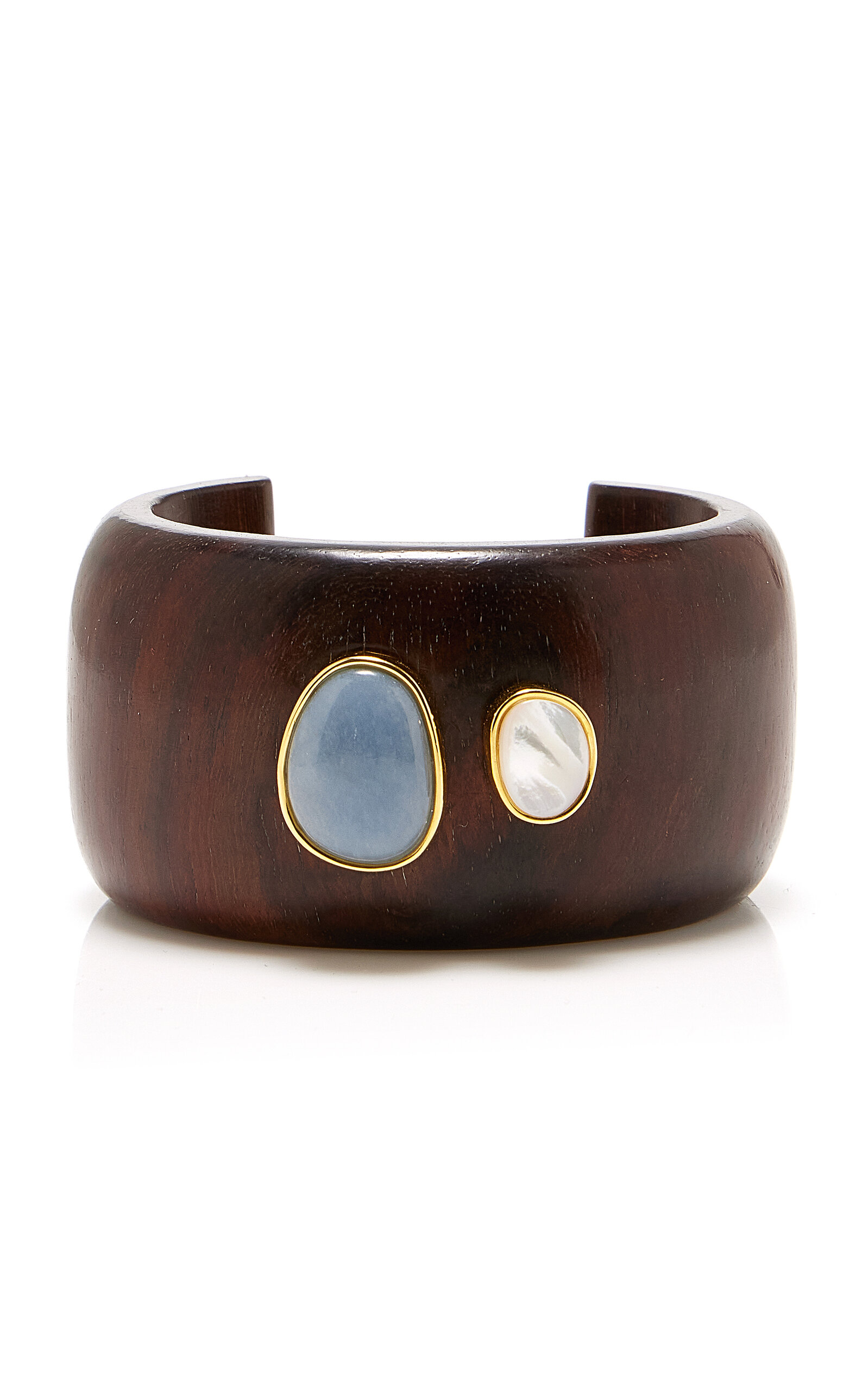 Lanna Acacia Wood Gold-Plated Multi-Stone Cuff