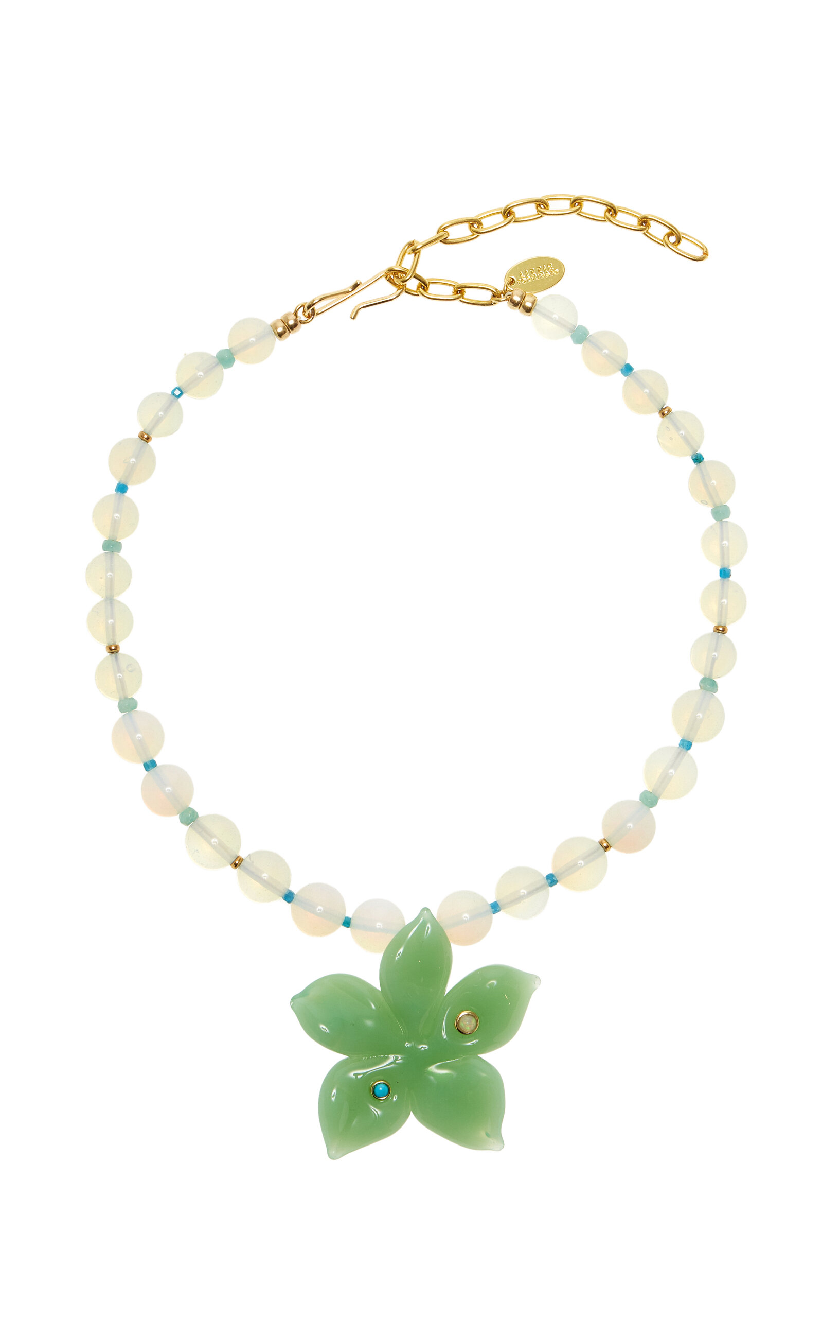 Lizzie Fortunato Vinca Flower Multi-Stone Necklace - Green - OS - Moda Operandi
