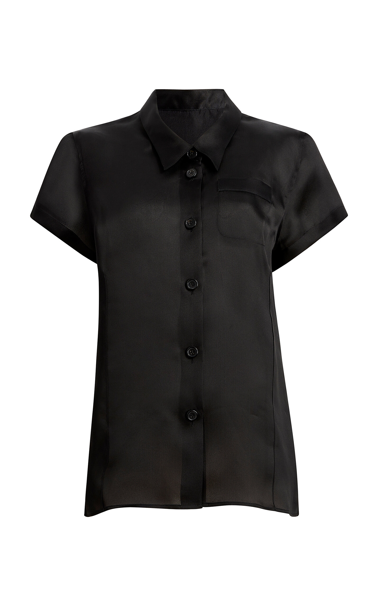 Khaite Keefe Silk Charmeuse Shirt In Black