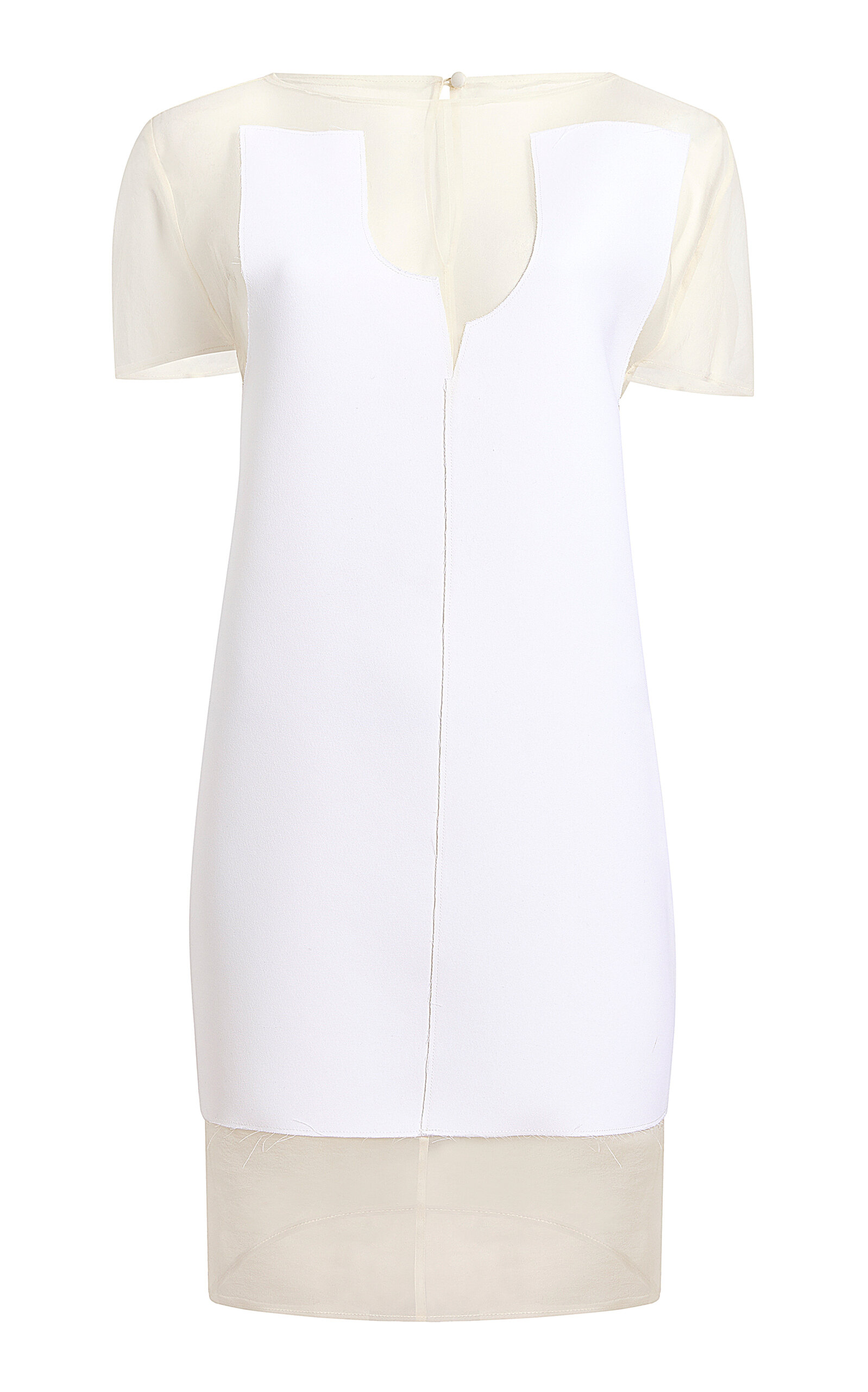 Khaite Winona Paneled Crepe Mini Dress In Off-white