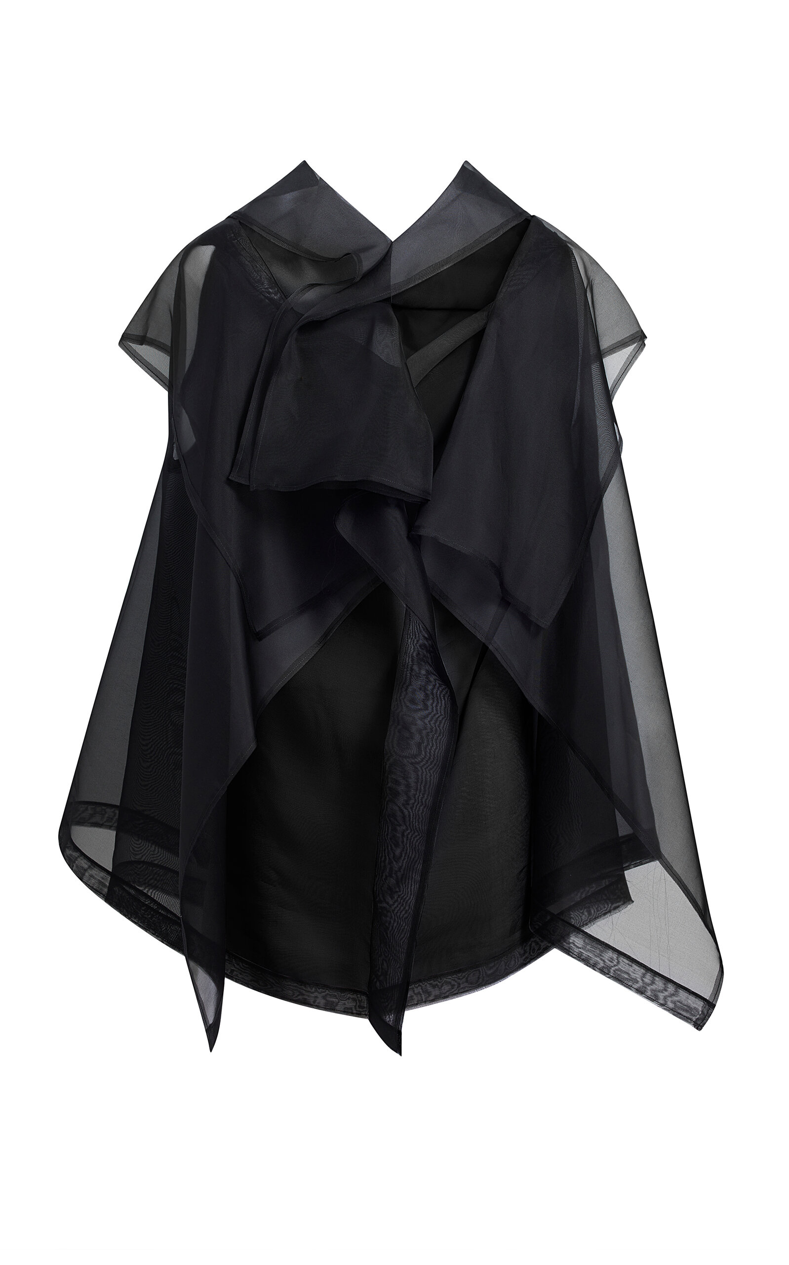 Khaite Santana Oversized Ruffle Silk Organza Top In Black